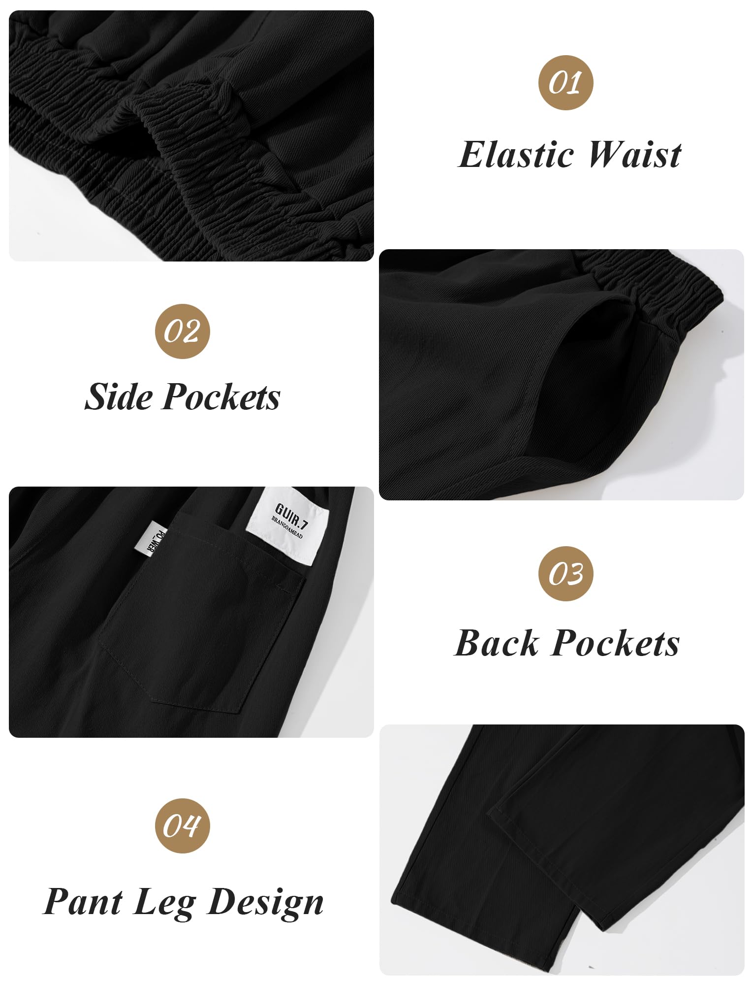 SEAUR Pantalones holgados para niños y niños, pantalones cargo con cintura elástica, pantalones anchos para adolescentes y niños 110-164