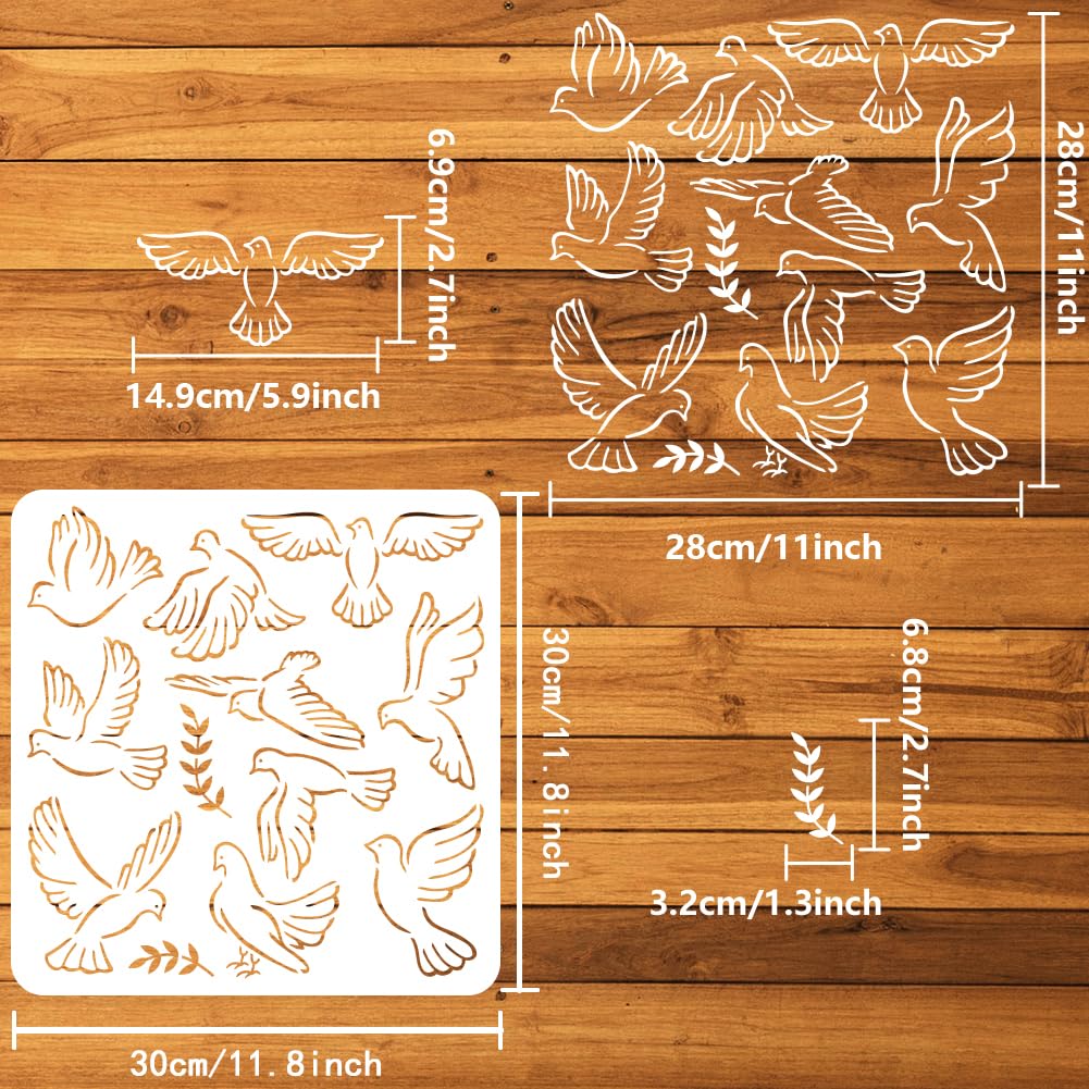 3 Plantillas De Pájaros Y Nidos MAYJOYDIY De 21x29.7cm Con Pincel, Reutilizables Para Pintura Decorativa