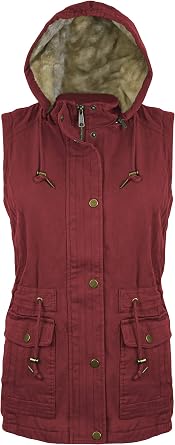 Victory Outfitters Ladies Canvas Utility Vest Inner Sherpa Removable Hood