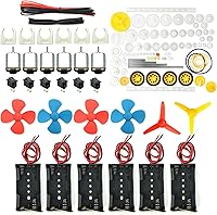 EUDAX 6-Pack 3V 24000RPM High-Speed DC Motor Kit with 84 Gears, Battery Holders, Switches & Propellers for DIY Science Experiments