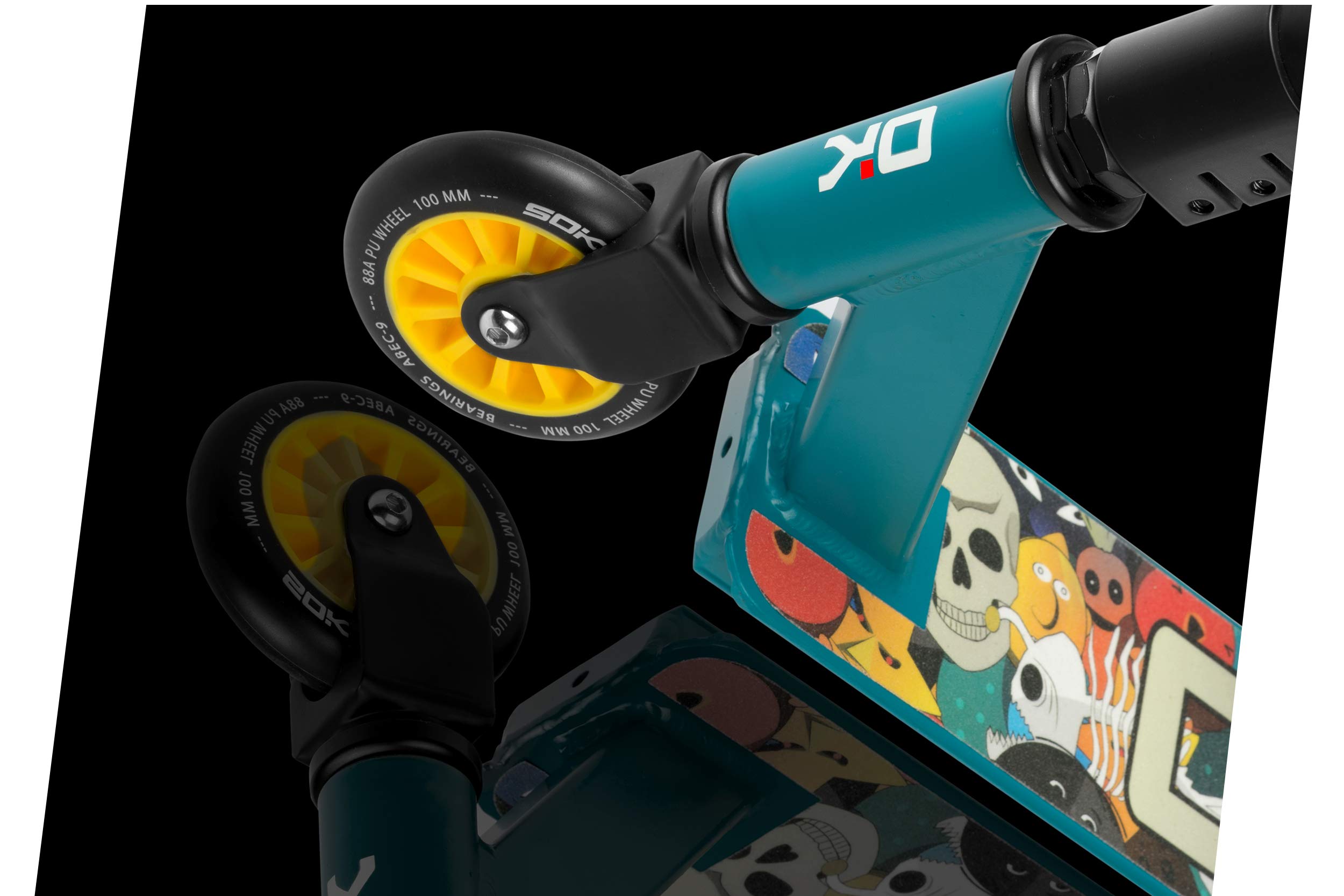 SOKE Monopattino GO! Kick-Scooter con cuscinetti a sfera ABEC 9, monopattino Trick Roller per adulti e bambini, scooter a due ruote freestyle | 2 ruote | portata 100 kg