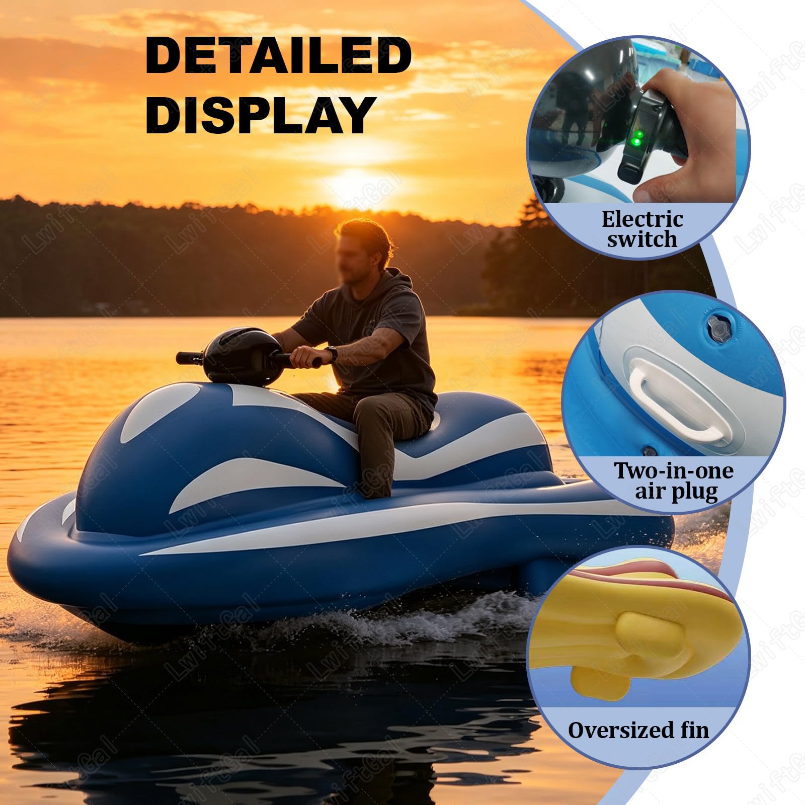 Moto AcuáTica Inflable De Verano con Scooter Submarino (Motor De 250w), Capacidad de Carga 100 kg, 60 min de Uso, 6-8 km/h, para Snorkel Buceo Natación Green
