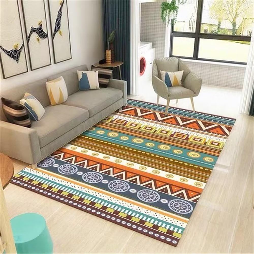 Tapis orange motif rayures de pliage 200x300cm résistant et lavable