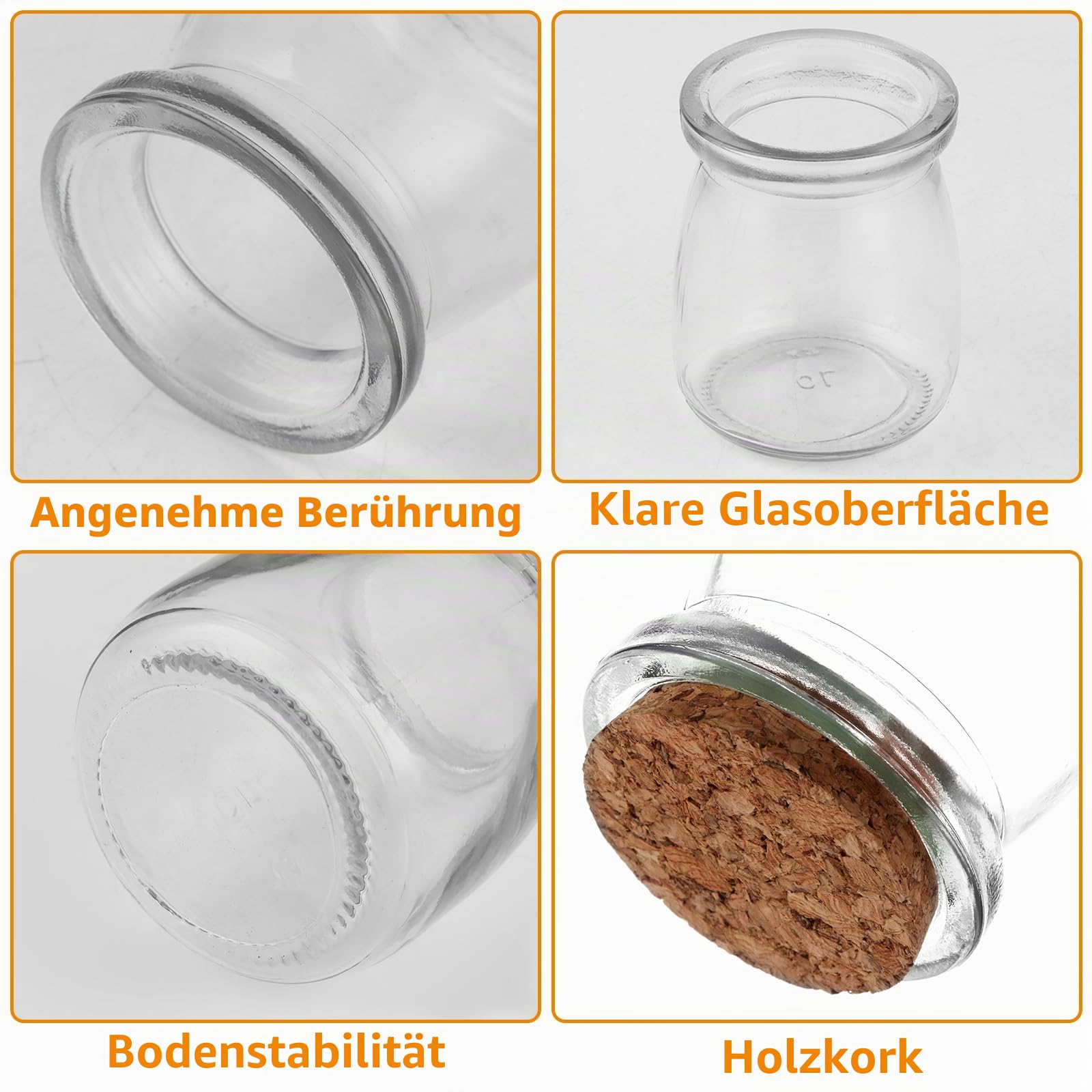 APACALI 40 Stück Kleine Gläser mit Korken, 100ml Dessertgläser, Joghurtgläser mit deckel, Joghurt-Gläser, Weckgläser Glas Einweckgläser Tulpenglas für Marmeladen, Gelees, Honig, Desserts