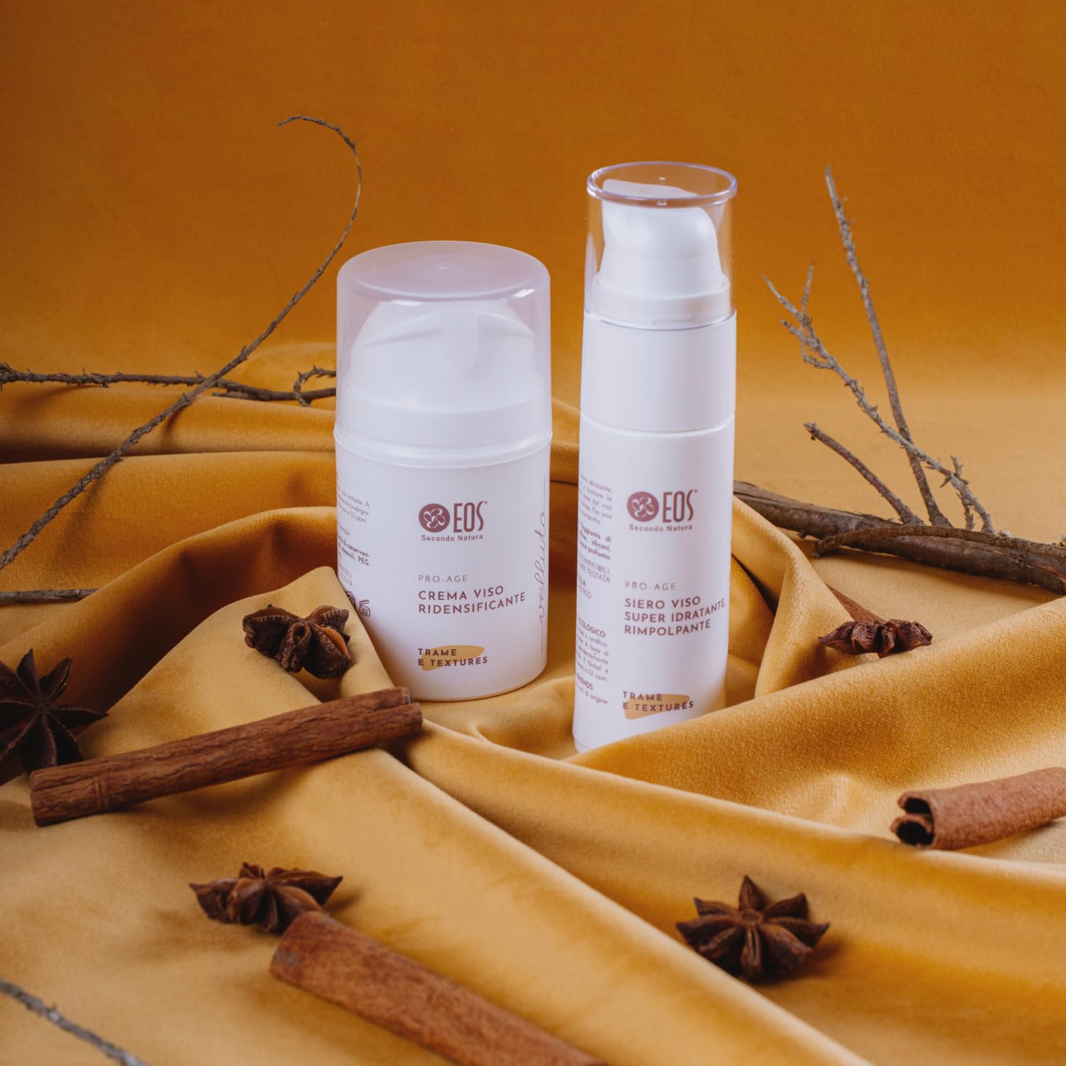 EOS NATURA Kit Viso Velluto – Siero Idratante 30 ml + Crema Ridensificante 50 ml – Trattamento Anti-Age Naturale per Viso, Occhi, Labbra e Décolleté – Pelle Rimpolpata e Ovale Ridefinito