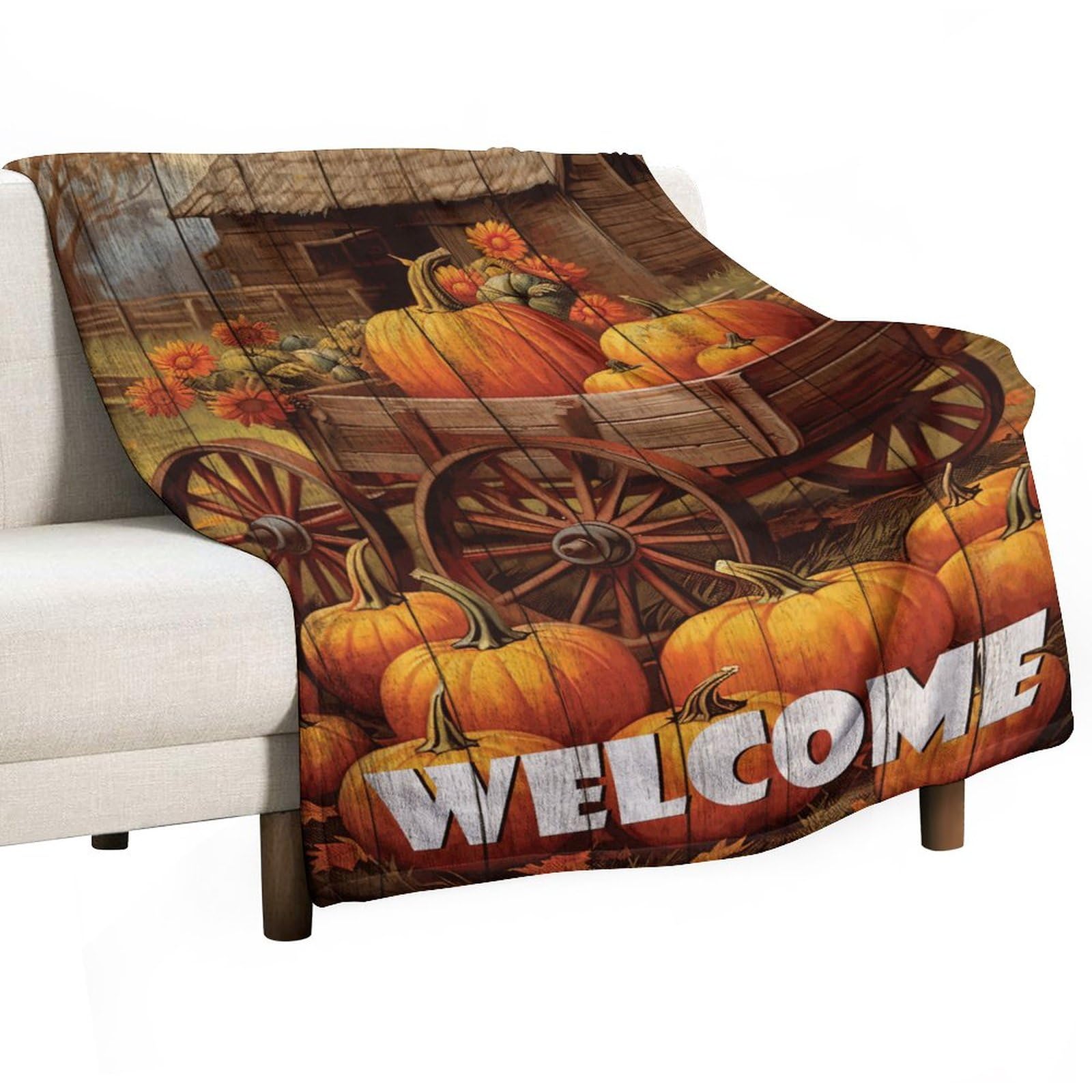 Couverture en flanelle citrouilles pour vos soirées cocooning