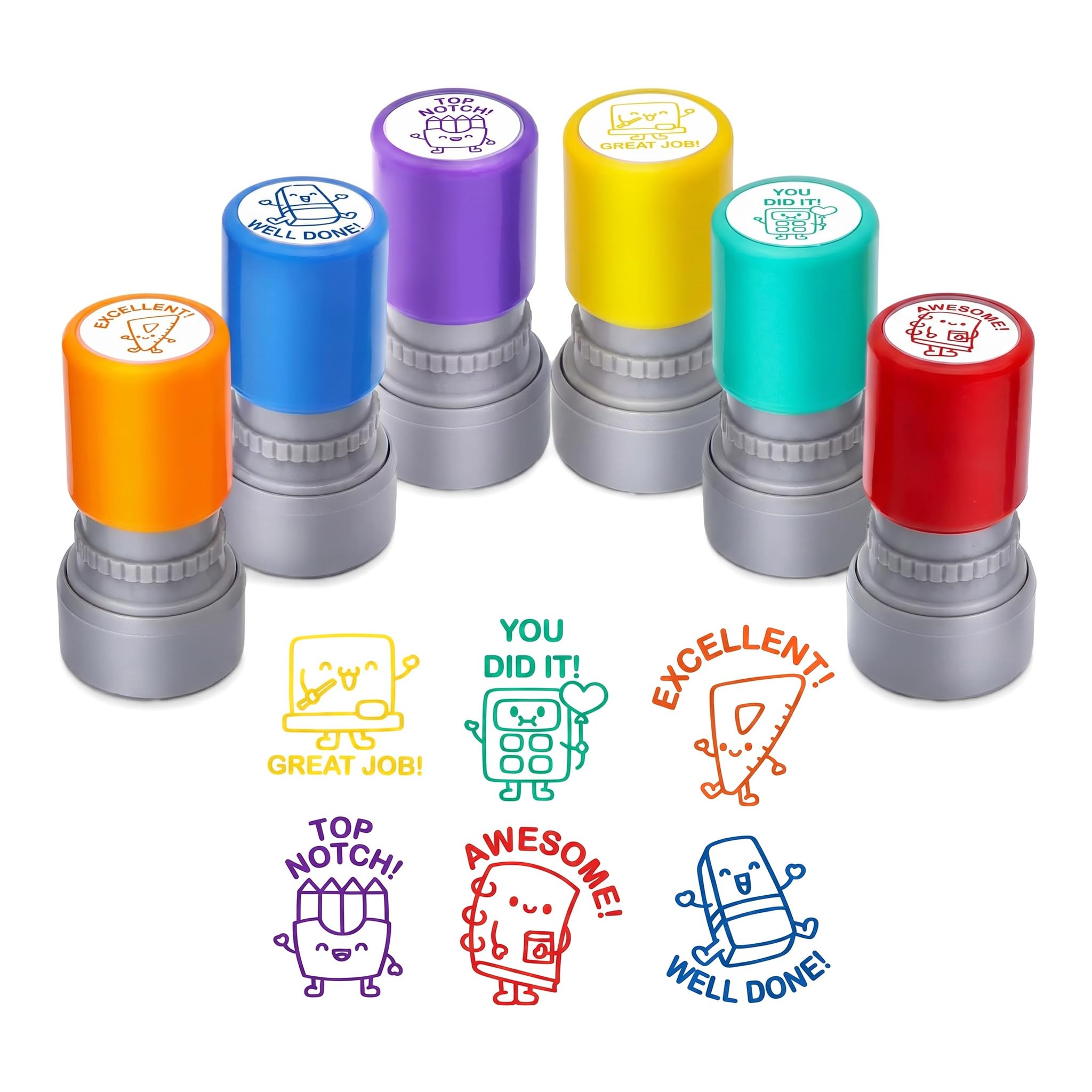 CavspkArt 6Pcs Teacher Stamps Self-Inking, Adorable Stamps for Marking