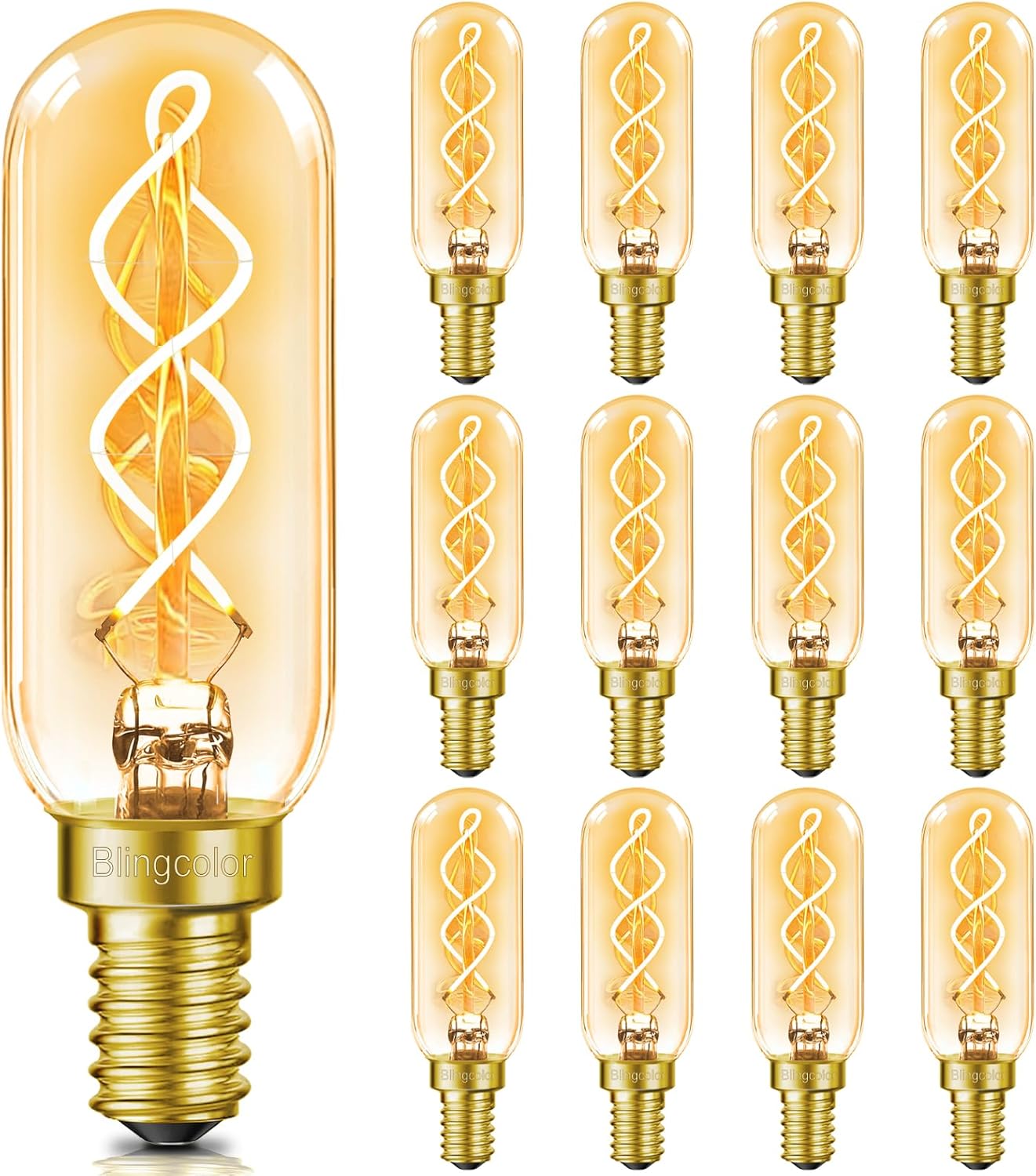 E12 LED Candelabra Bulbs 40 Watt Equivalent, 4W LED Dimmable E12 Edison Bulbs, 2200K Amber Warm Led Light Bulb, T6/T25 Vintage Decorative Light Bulb for Lantern Chandelier, Amber Glass, 12 Pack