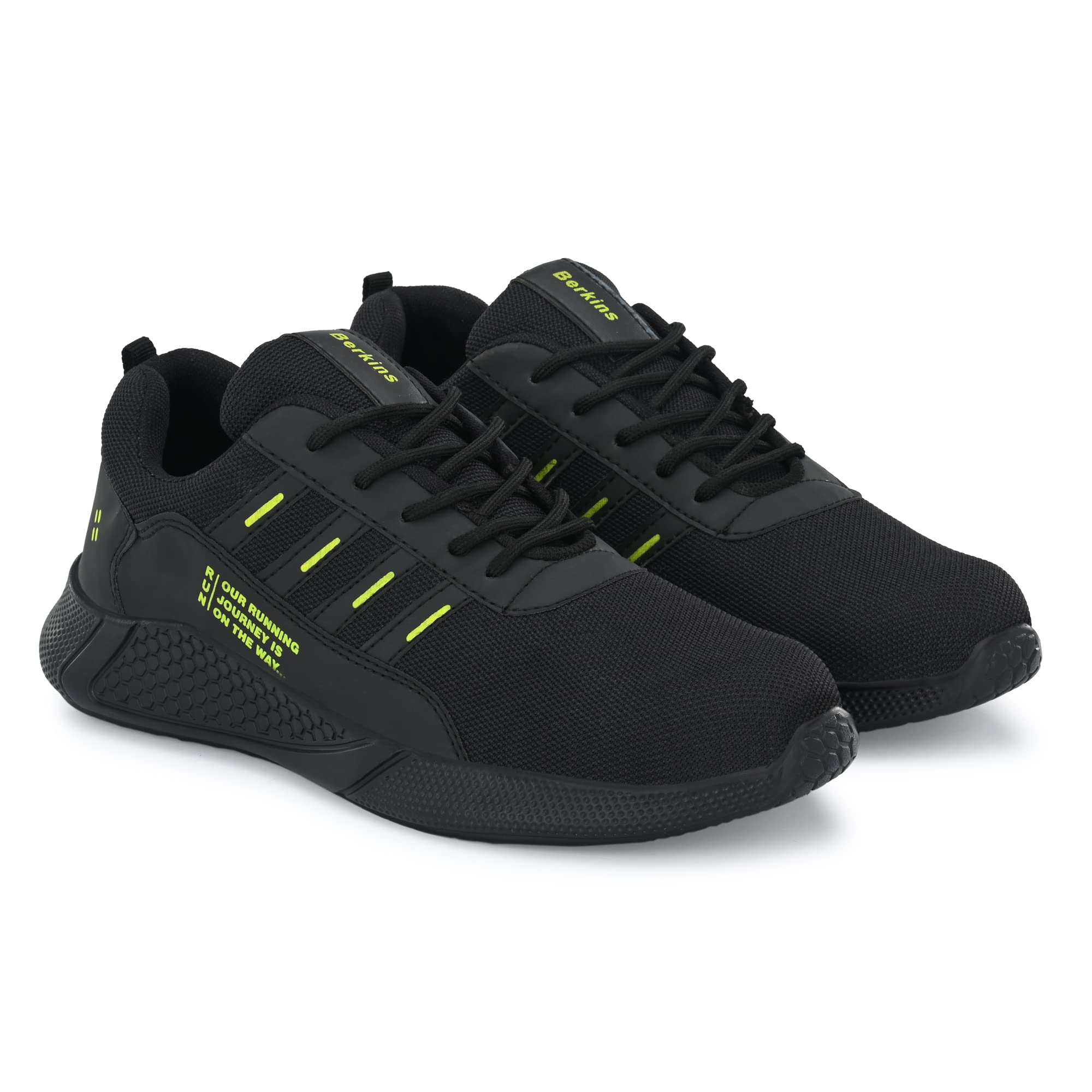 BERKINS Men's Stylish Sports Steel Toe Mesh Safety Shoes for Construction and Industrial Use (Black)