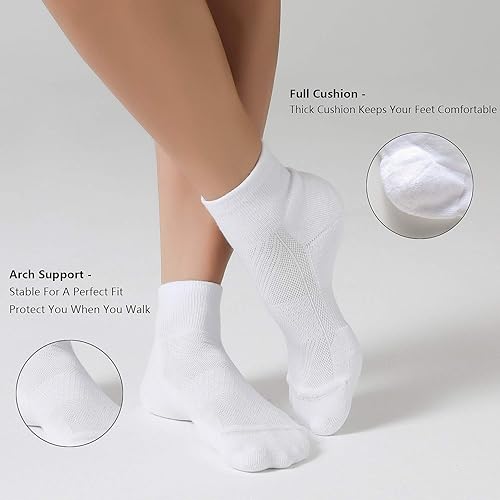 Miniatura 5 de CS CELERSPORT 6 pares de calcetines tobilleros para correr para mujer, calcetines deportivos acolchados
