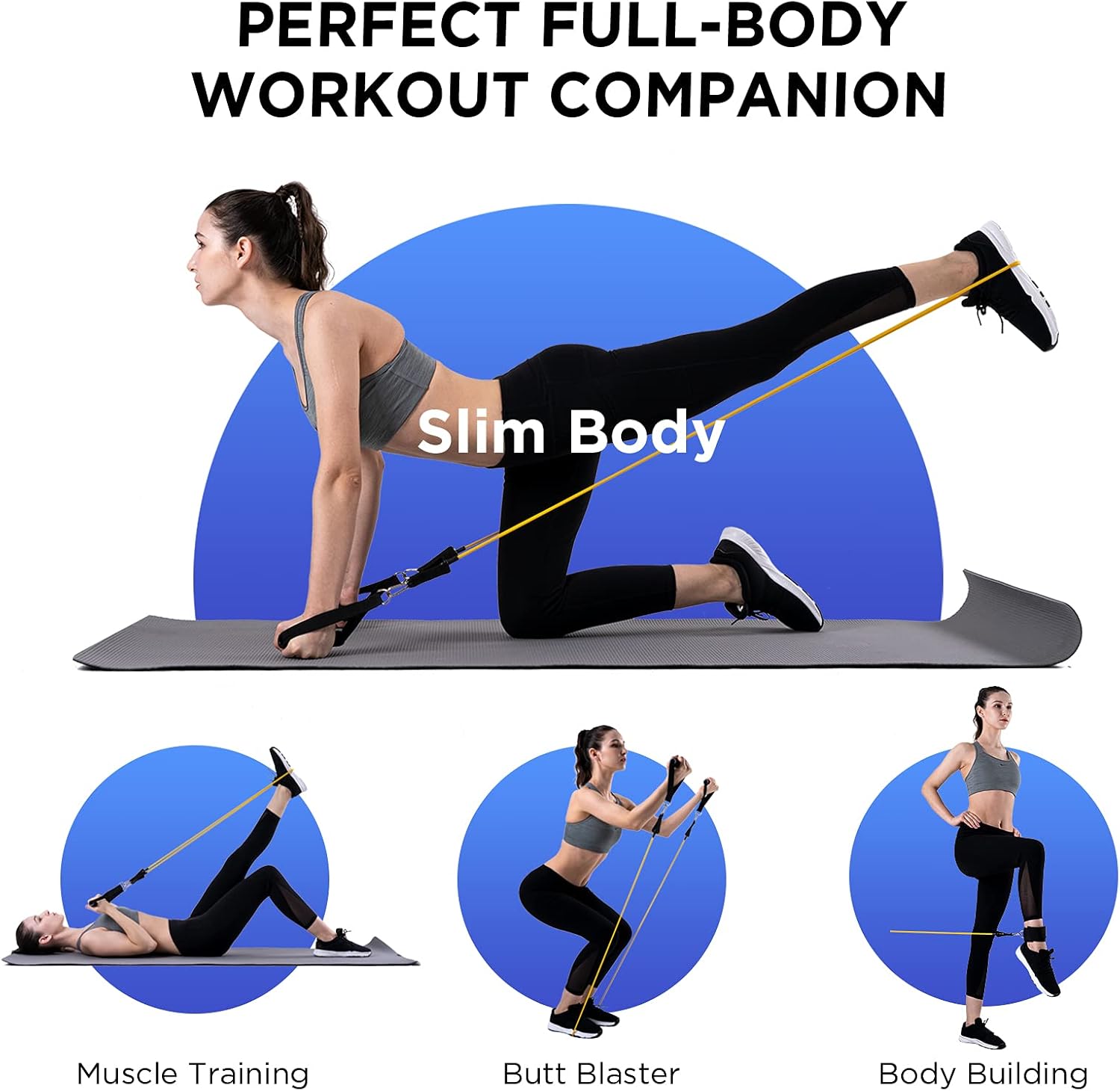 Resistance Bands Set with Handles, Fitness Workout Bands Pull up to 150 lbs,with Portable Bag, Legs Ankle Straps for Fitness, Yoga, Strength, Slim : Sports & Outdoors