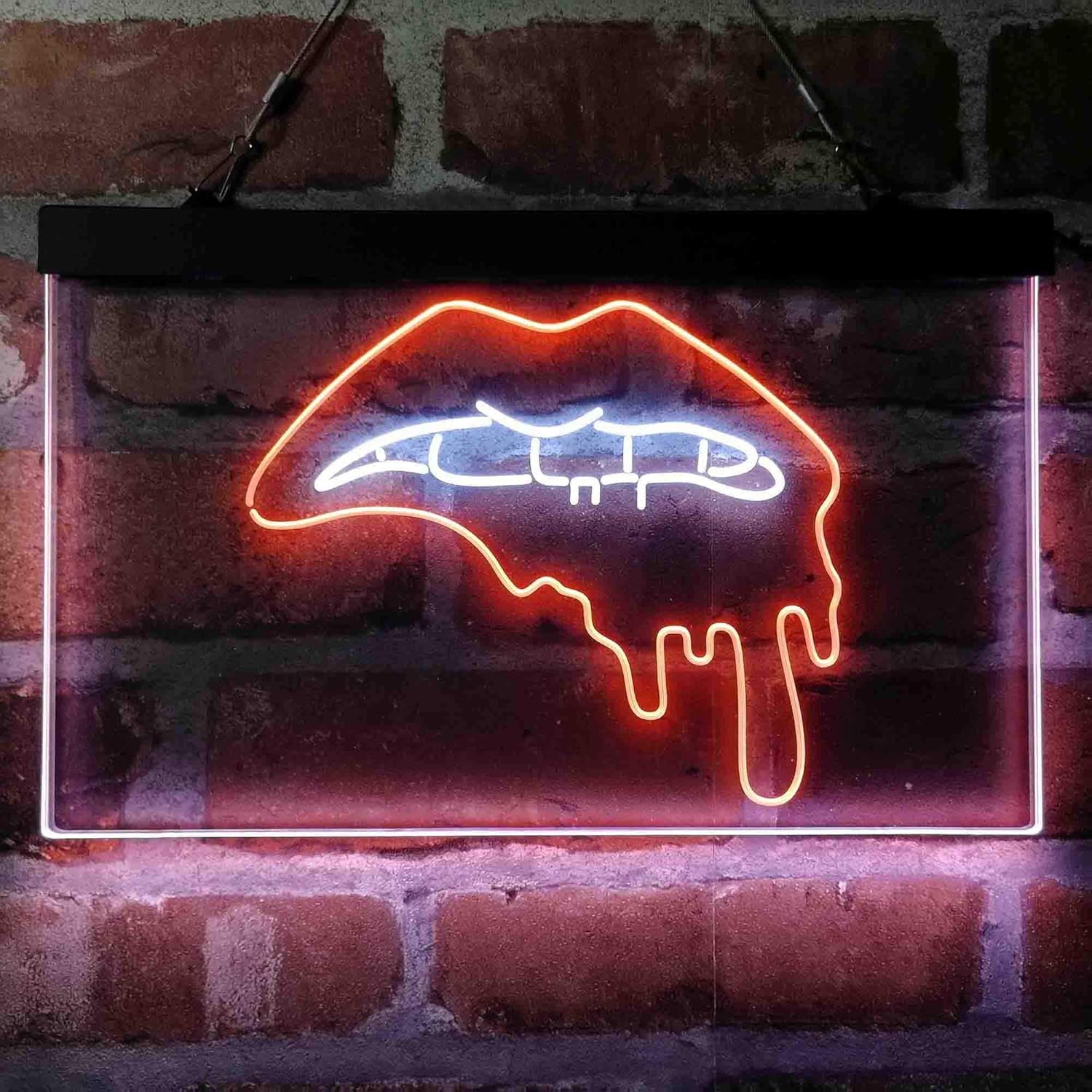 ADVPRO Lip Biting Bleeding Art Dual Color LED Neon Sign White & Orange 12 x 8 Inches st6s32-i4066-wo