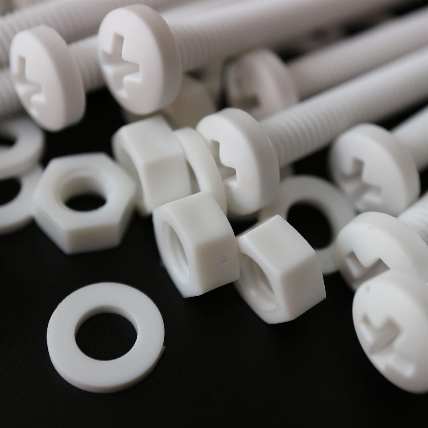 20 x White Pan Head Screws Polypropylene (PP) Plastic Nuts and Bolts, M6 x 60mm, Washers, (15/64 x 2 23/64 in)