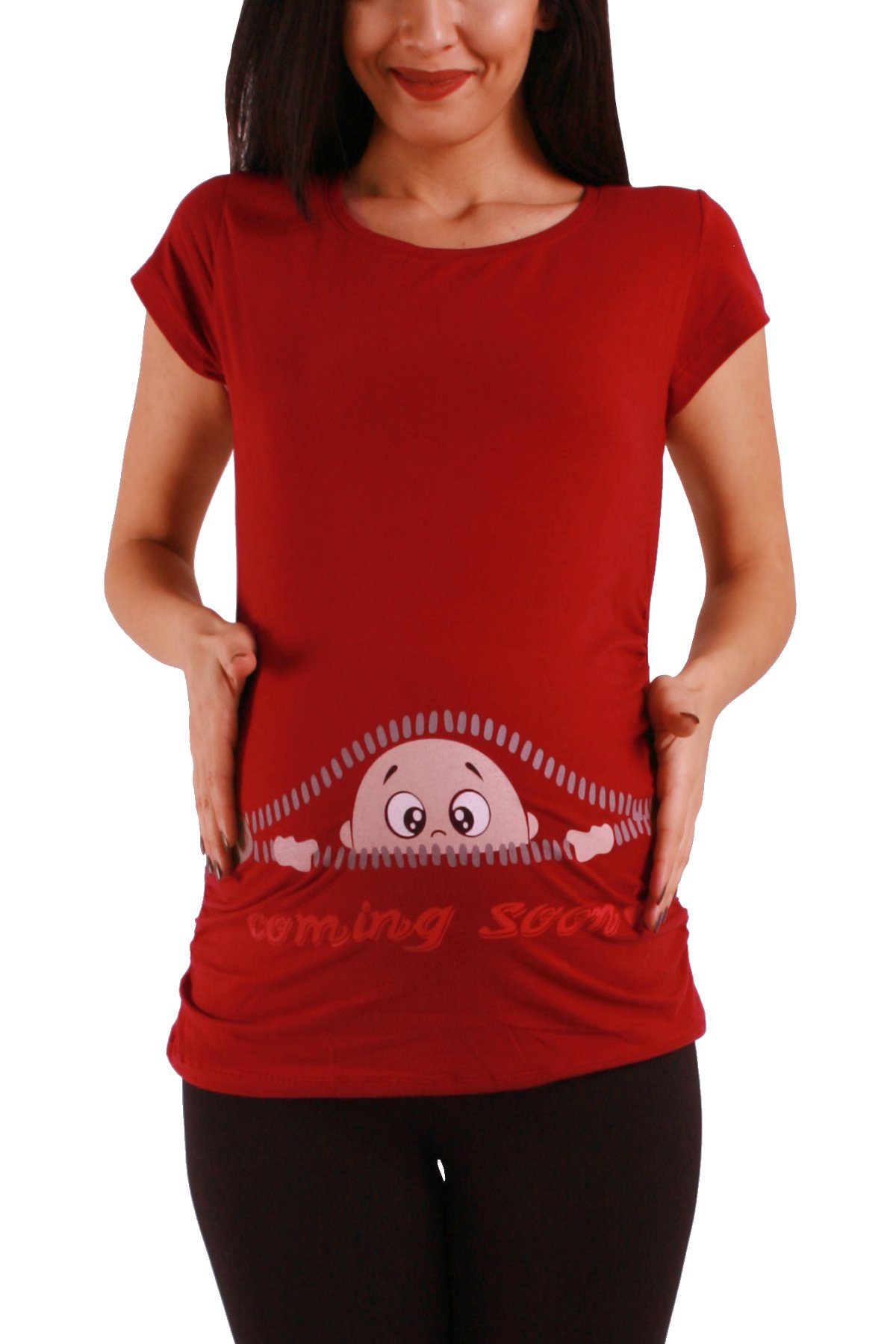 M.M.C. Binnenkort verkrijgbaar - Grappig en schattig positieshirt met motief voor de zwangerschap, sweatshirt zwangerschapsshirt met lange mouwen, wit, L