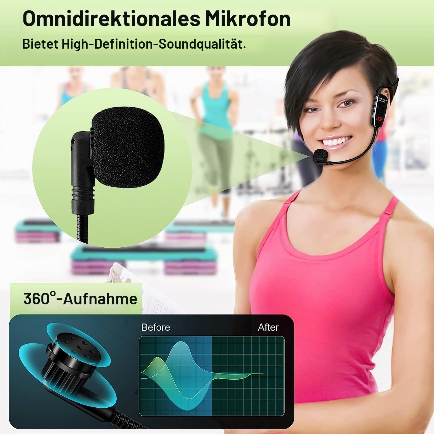 Wireless Mikrofon Headset,UHF Duale Kabellose Mikrofone mit LED Digitalanzeige, Wiederaufladbares Drahtloses Mikrofon für Touristenführer/Dozent Lehre/Große Konferenzaktivitäten