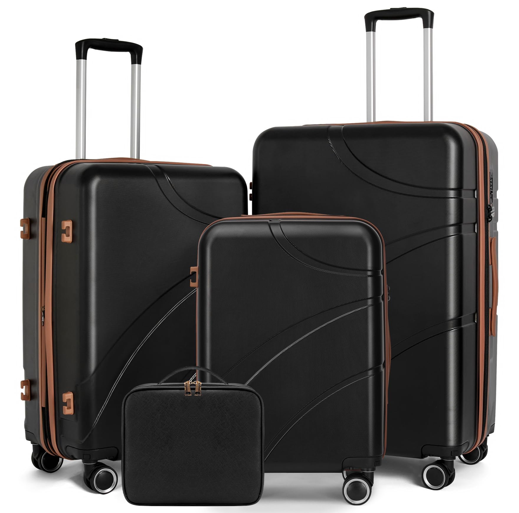 TILYMOLLuggage Sets Piece Suitcase Set with Spinner Wheel, Hardshell  Luggage Sets with TSA Lock, Expandable Travel Luggage Set, Style2 Black