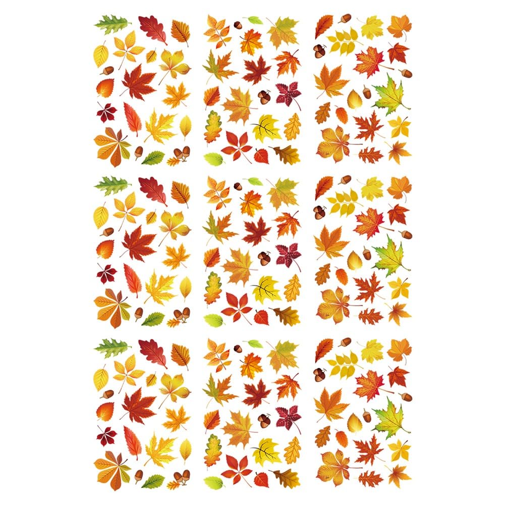 CTRLZS Thanksgiving Window Sticker Double-Sided Autumn Window Clings Decals Fall Leaves Stickers for Fall Harvest DIY Festival Home Party Decoration