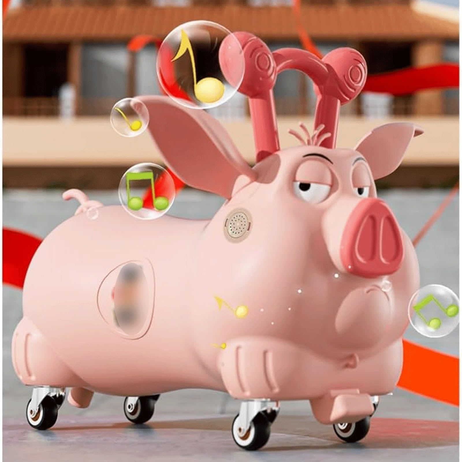Wiggle Car Cichy Hulajnoga Wiggle Hulajnoga Wiggle Słodki Świnka Rowerek Biegowy Jeździk Pchacz z Muzyką Dziecięcy Wiggle Car Unisex Chłopcy Dziewczynki(Wiggle Car With Music)