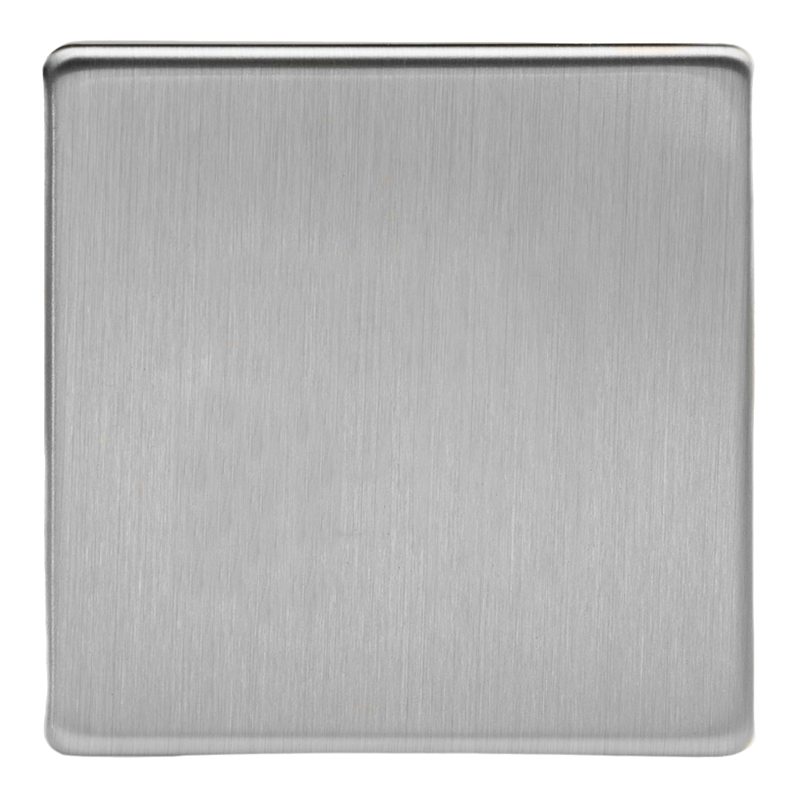 Varilight Single Blank Plate - Screwless Brushed Steel, 86x86x9mm