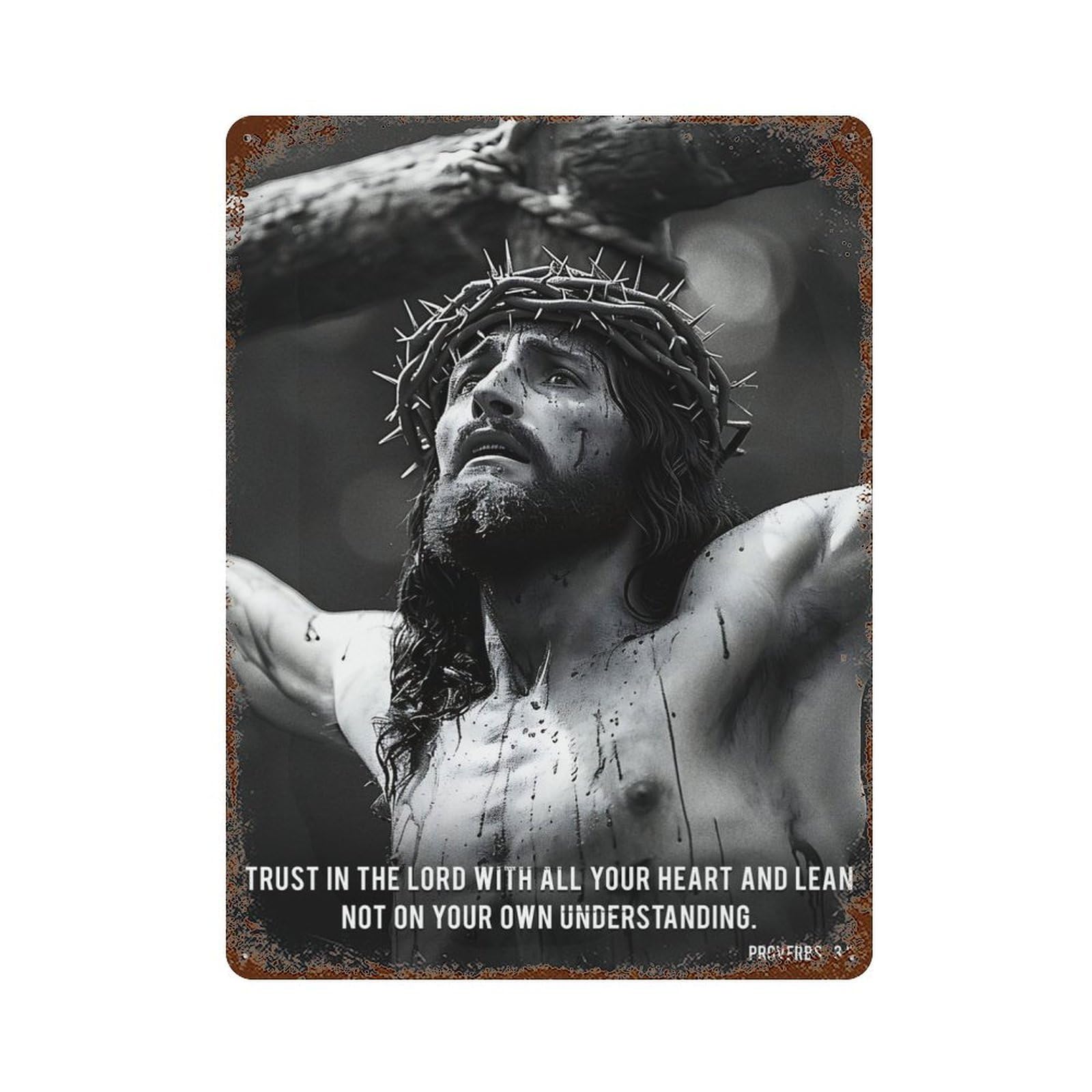 Vintage Rust Metal Sign with Jesus Our Lord 2 Design 15.7"x11.8", for Garage, Bar And Workshop Decor, Retro Wall Decor