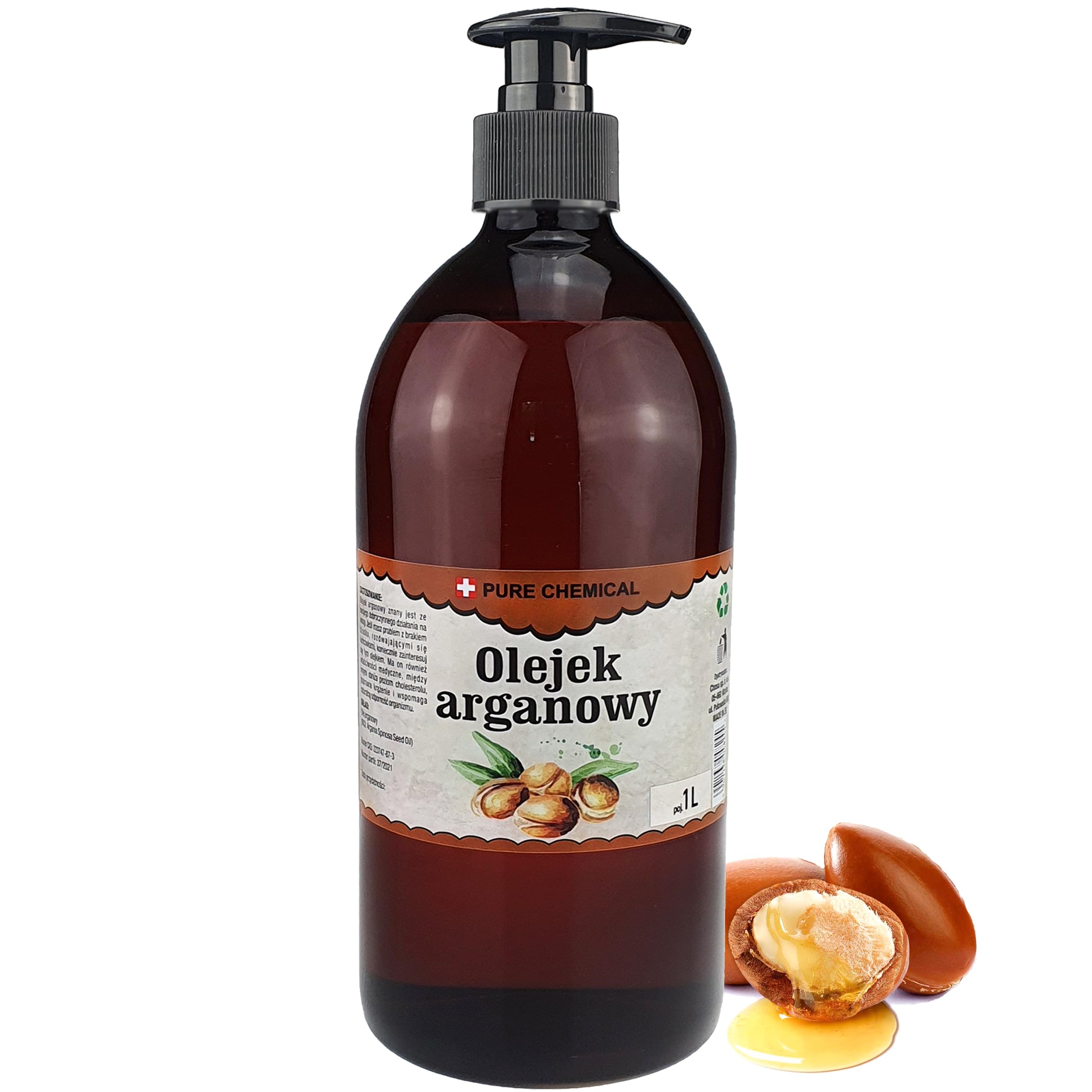 CHOSA Olio di Argan Puro al 100% Spremuto a Freddo 1 litro + Dosatore - Olio per Capelli, Corpo, Unghie e Barba - Cura Della Pelle e Cosmetici Fai Da Te - Nutre e Mantiene la Lucentezza