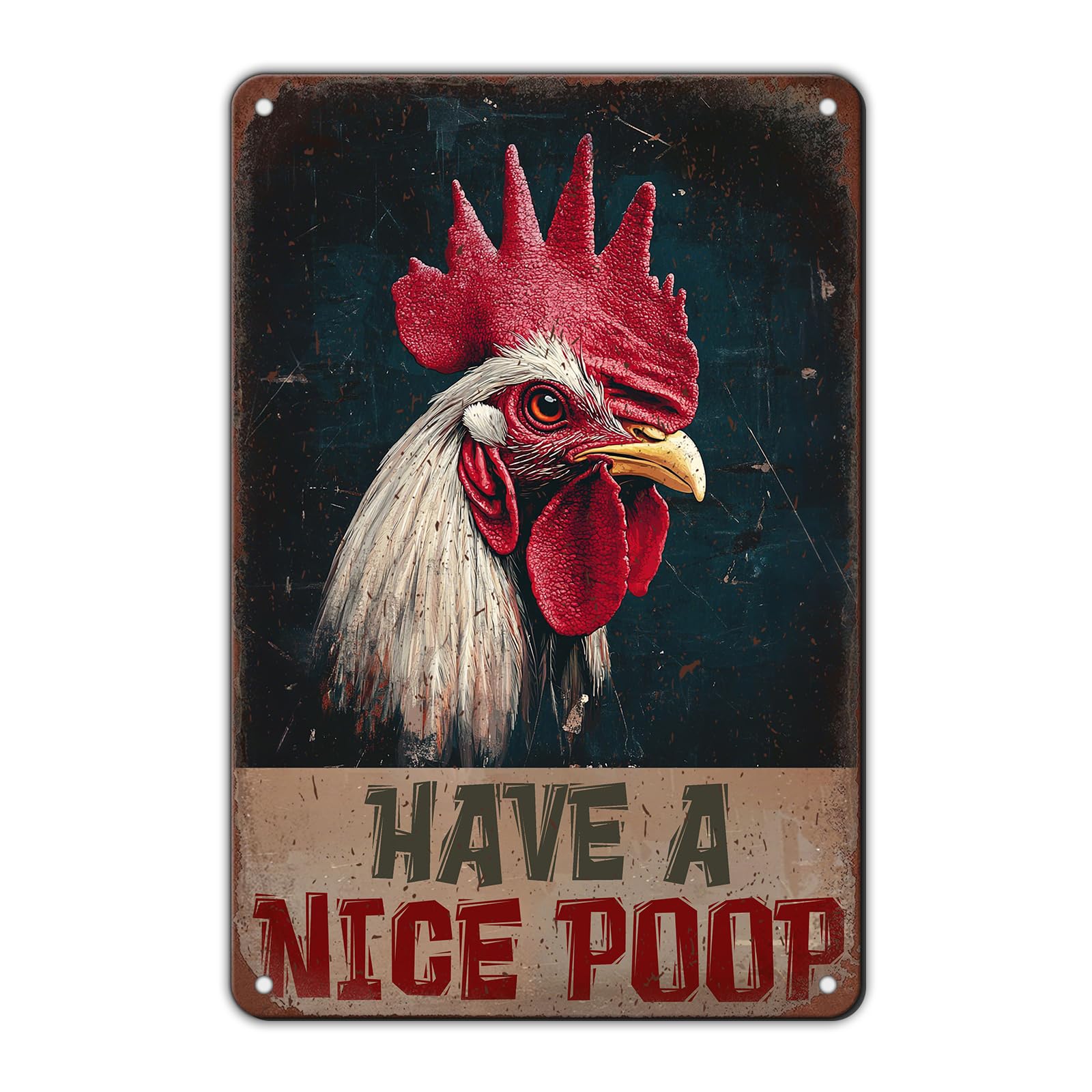Anceky Funny Metal Tin Signs Chicken Have A Nice Poop Vintage Metal Sign Retro Wall Decor for Home Bar Pub Cafe Garage Man Cave Garden Yard 8×12 Inch