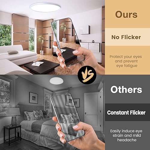 Miniatura 4 de Luces de techo LED superdelgadas de 3200 lm de 12 pulgadas montaje empotrado regulables 3000 K 4500 K 6000 K CCT lámparas de montaje en superficie