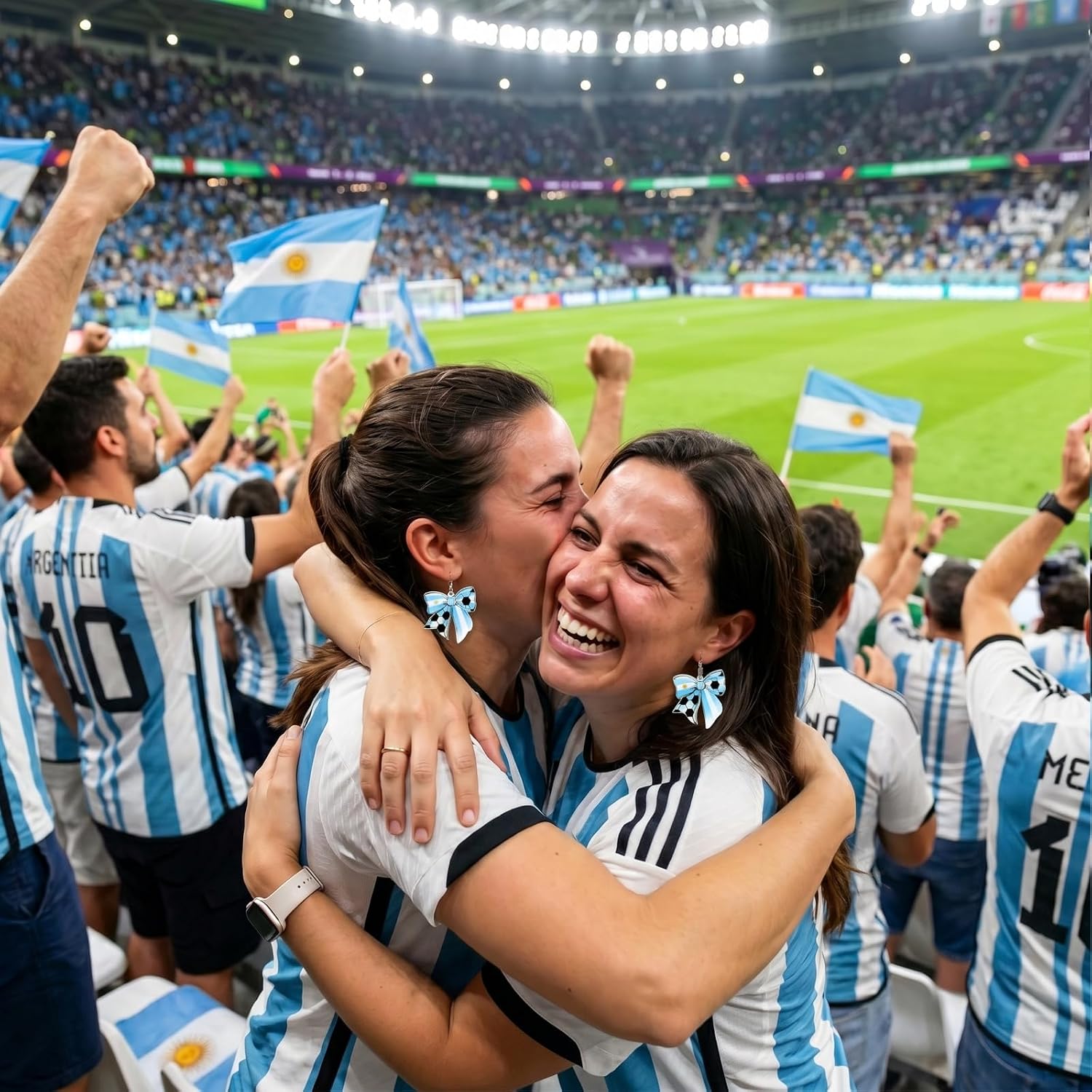 World Soccer Cup Earrings for Women National Flag Bow Drop Dangle Earrings with Soccer Ball Pattern Sports Fan Jewelry image 4