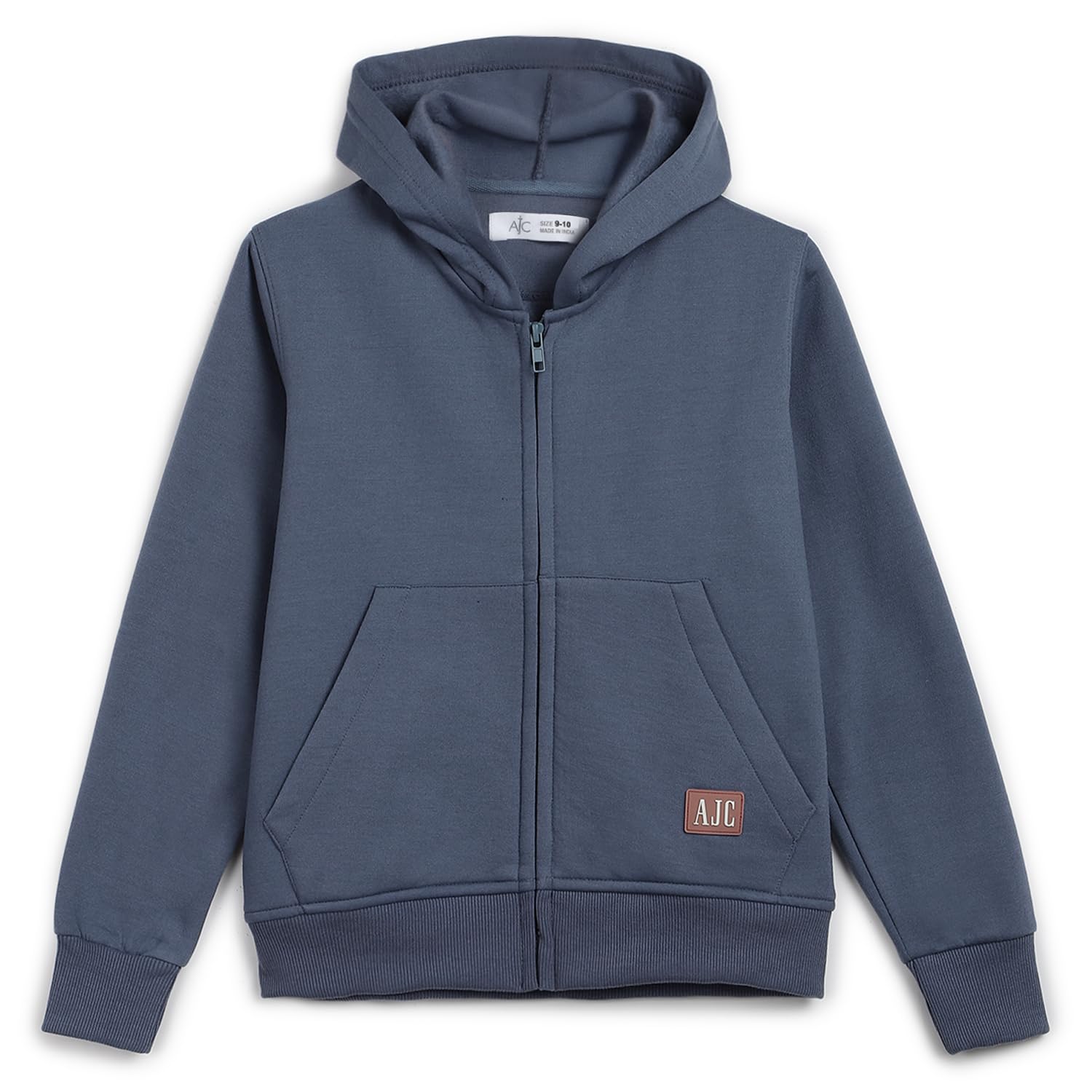 Alan Jones Clothing Boys Hooded Sweatshirt | Full Zip Closure | Full Sleeves | Kangaroo Pocket | Regular Fit | Winter Jacket for Boys | Age 5-16 Years (Blue_11-12 Years)