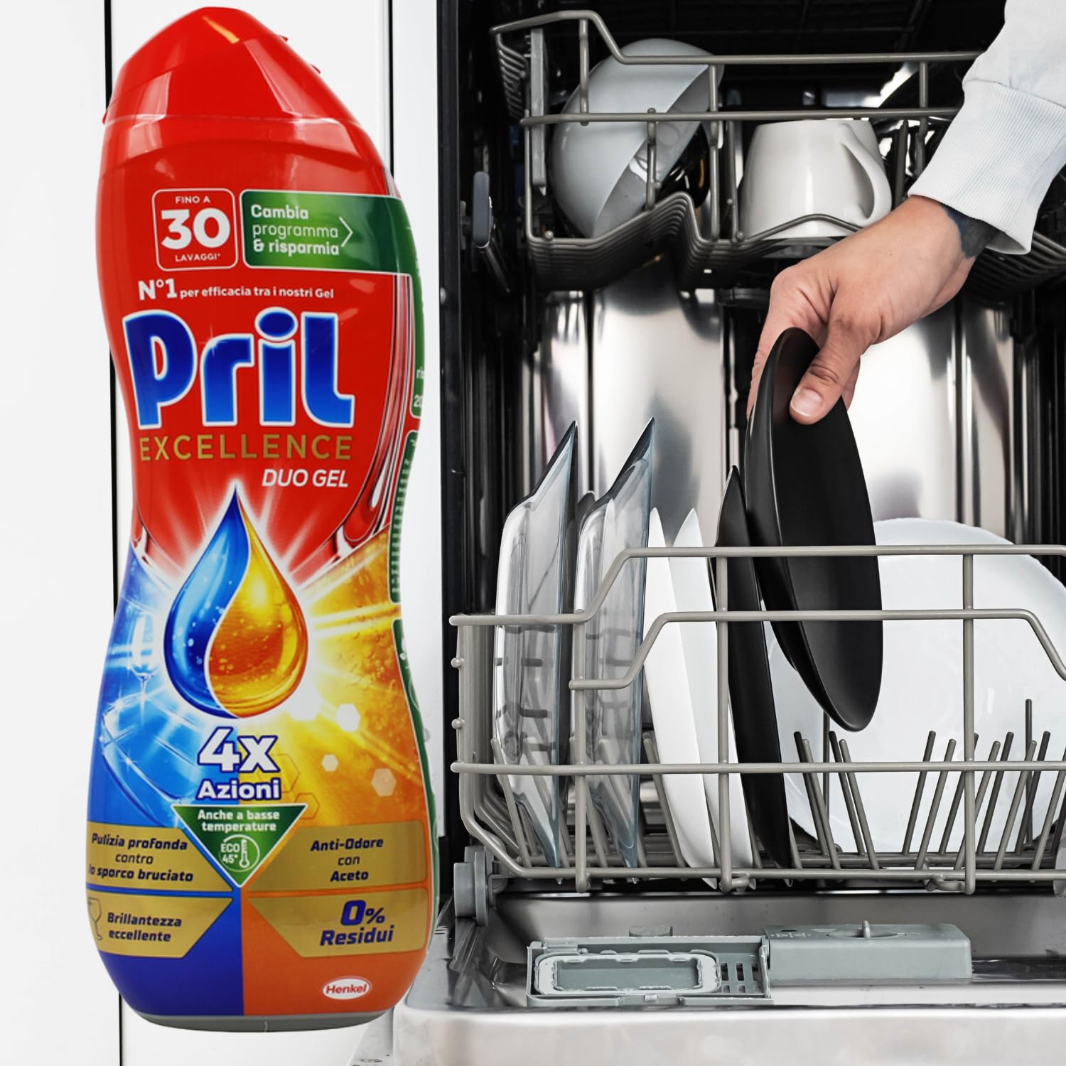 Gel lavastoviglie sgrassatore attivo doppia azione – 540 ml kit con Spugna Brandizzata SPESA & RISPARMIO Inclusa – Variazioni 4/8/12 Pezzi (8)