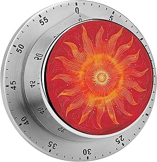 Mechanical Kitchen Timer 60 Minutes Loud Alarm with Magnetic Back, Stainless Steel Wind Up Timer, Orange Ring Star Timers for Cooking, Classroom - No Battery Needed
