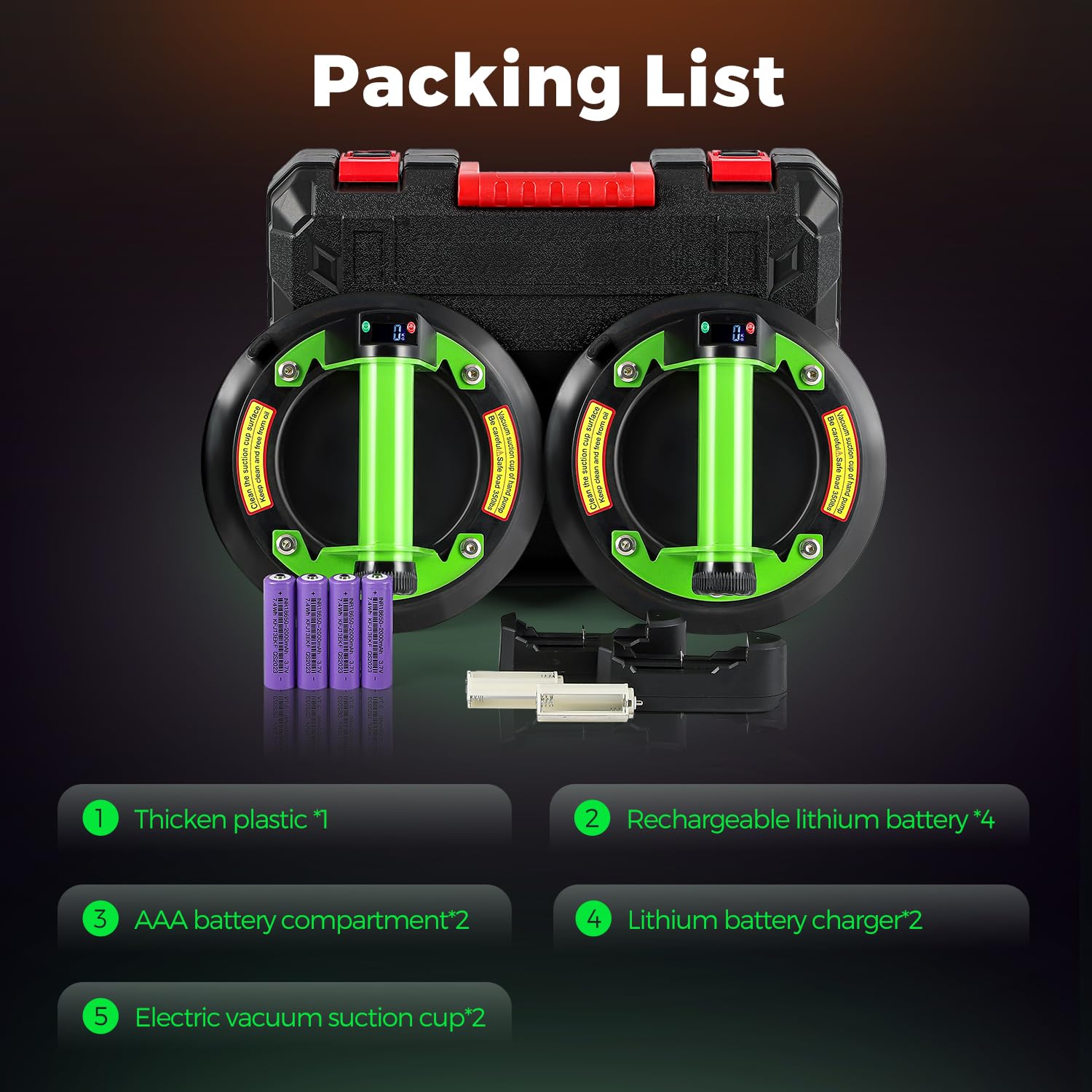 Bonvoisin 2 Pack Electric Glass Suction Cups 8" Auto Stop/Suction Vacuum Cups with Metal Handle for Glass Metal Ceramic tile Smooth Board Marble Windshields