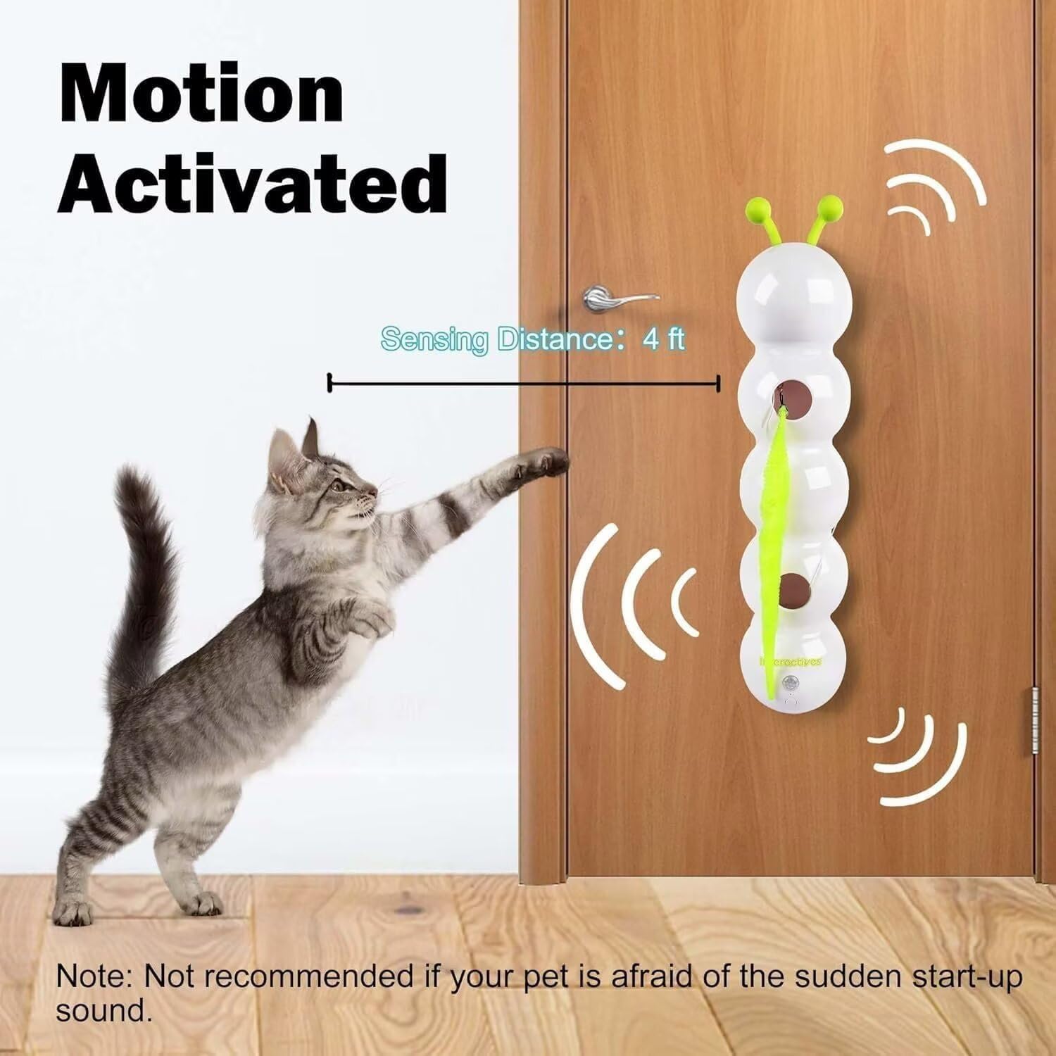 Juguete para gatos de movimiento inteligente con diseño de gusano para gatos de interior. Juguetes interactivos para gatos para cazar, saltar y jugar.