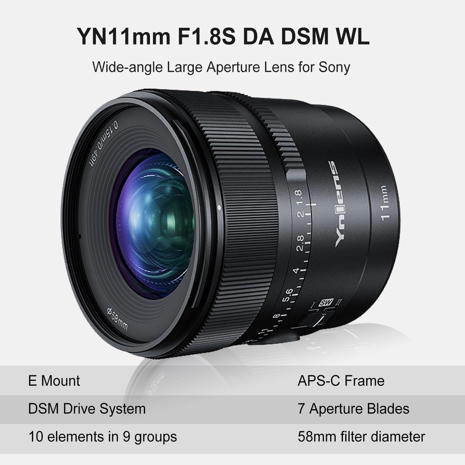 Amazon.com : YONGNUO YN11mm F1.8S DA DSM WL APS-C Autofocus Large