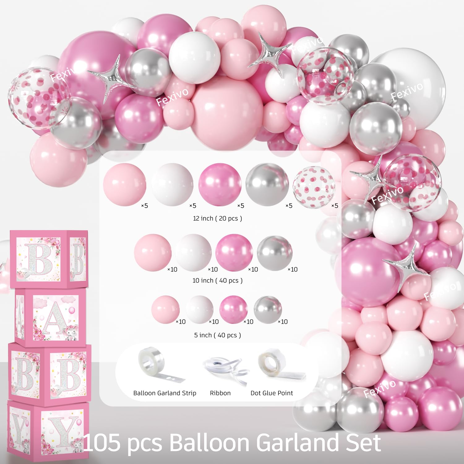 Decoraciones de elefante para baby shower para niña