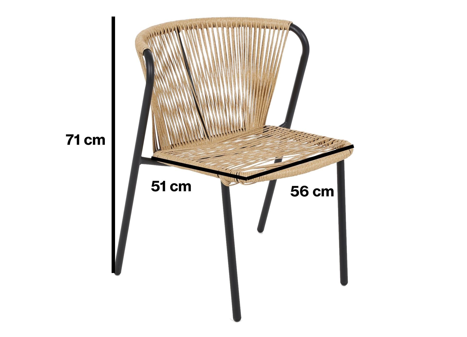 Megashopitalia Set Bistrot da Giardino Richiudibile Due Poltrone Tavolino con Piano in Vetro Impilabili a Scomparsa Salvaspazio