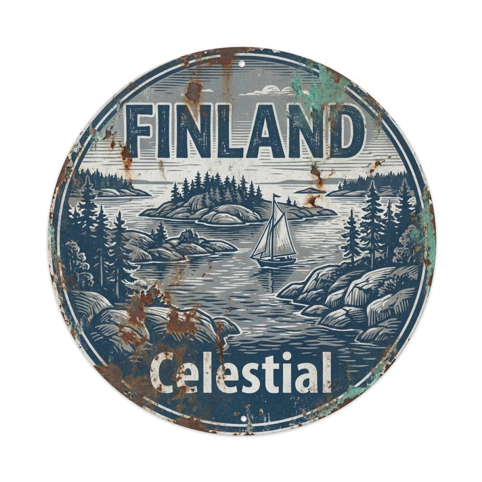Vintage Travel Finland Exceptional Vintage Metal Tin Sign Plaque
