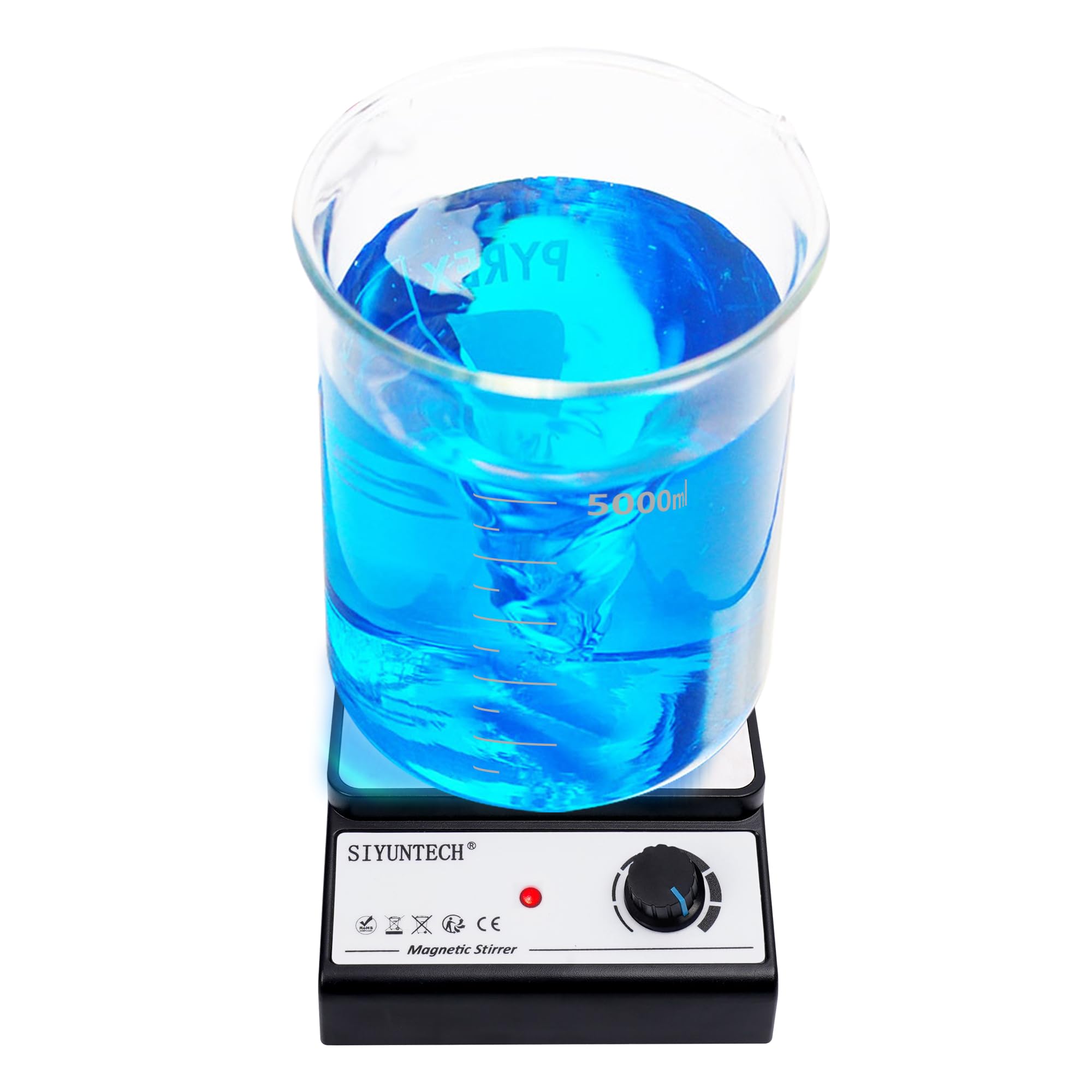 Magnetrührer,Mit 4 Stück Magnetrührstäbchen & Magnetrührstab-Recycler, Drehzahlbereich 0~3800 rpm, Maximale Mischleistung 5000ml