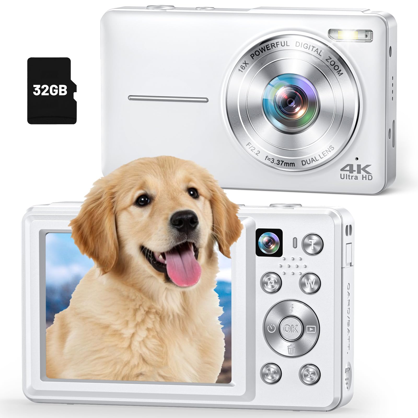 Amazon | ToAuite 4Kデジカメ 6400万画素 デジタルカメラ 前後カメラ
