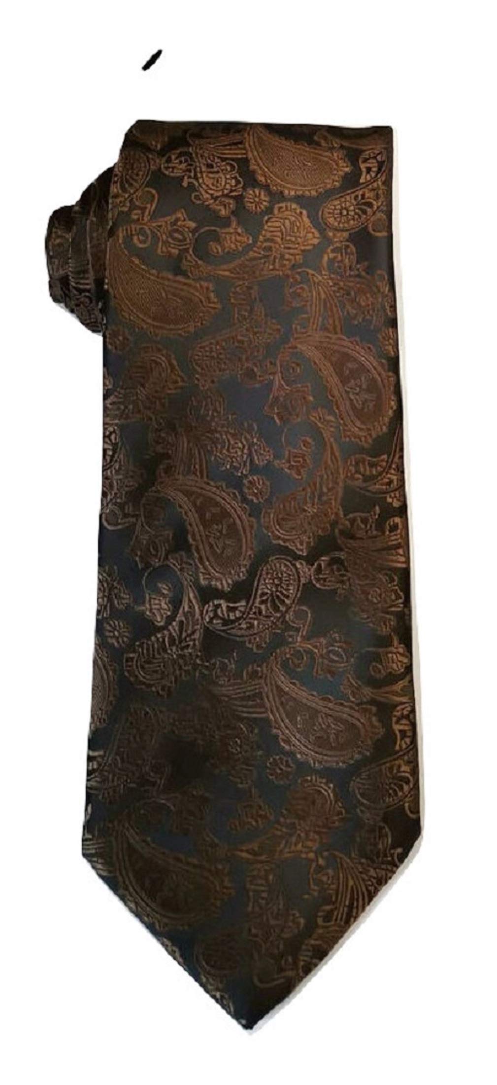 L&L® Premium Woven Paisley Jacquard Silk Tie Gift Wedding Event UK (Brown)
