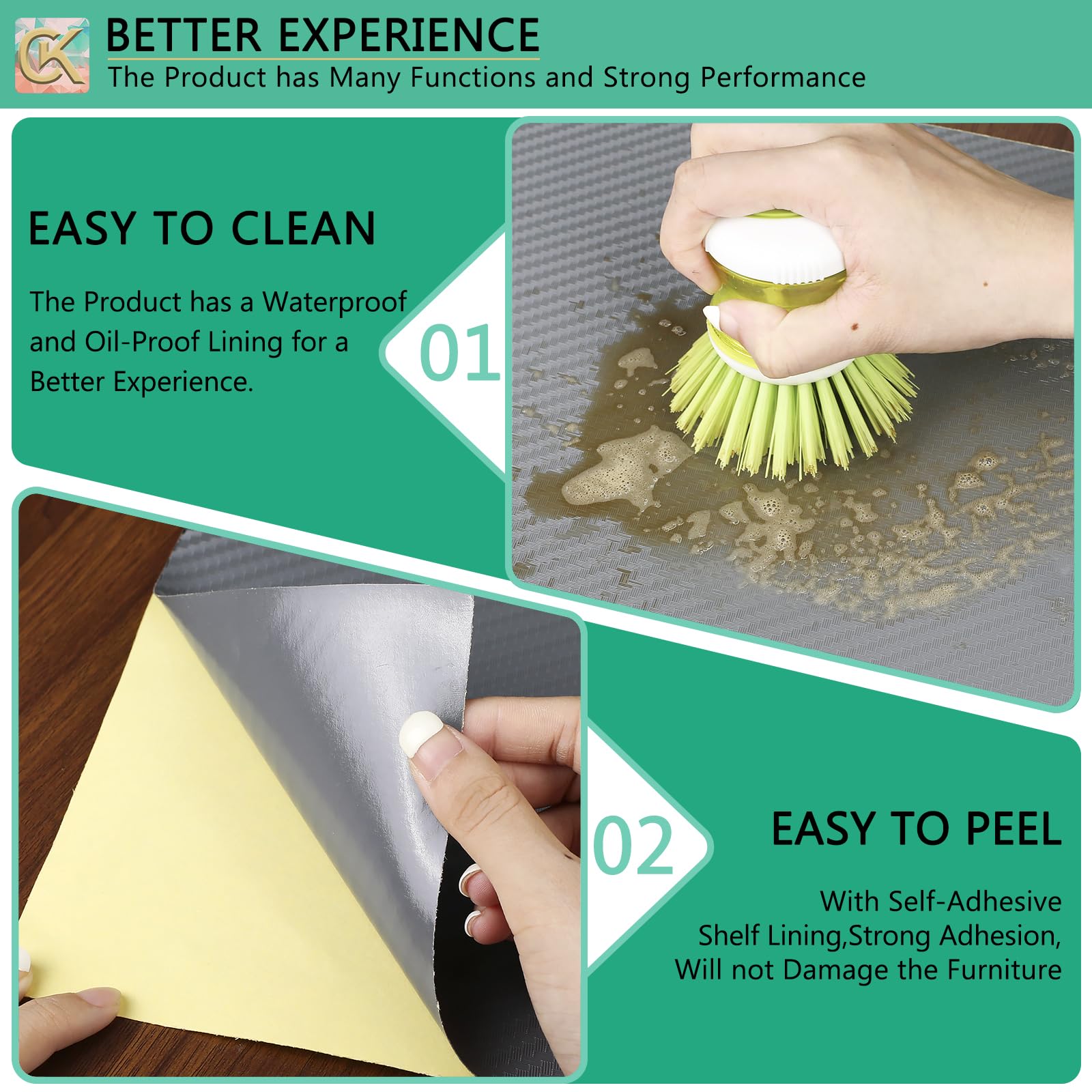 Forro autoadhesivo para estantes, forro de cocina, papel con respaldo impermeable, fácil de despegar y pegar, sin residuos, para decorar la superficie de tu escritorio, encimeras de cocina (plateado,