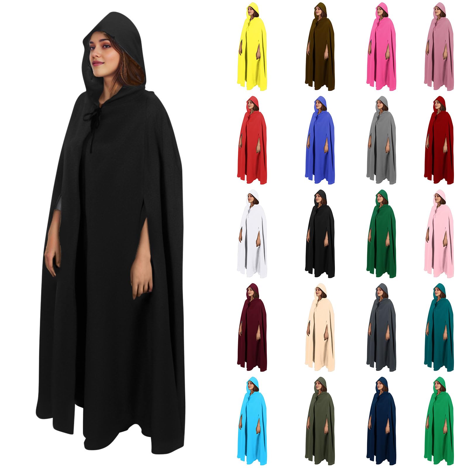 luoluoluo Halloween Hooded Cloak for Women/Men UK Clearance Vintage Medieval Cape Full Length Witch Capes Wizard Cloaks Unisex Vintage Long Jacket Gothic Renaissance Hooded Coat Fancy Dress Costume