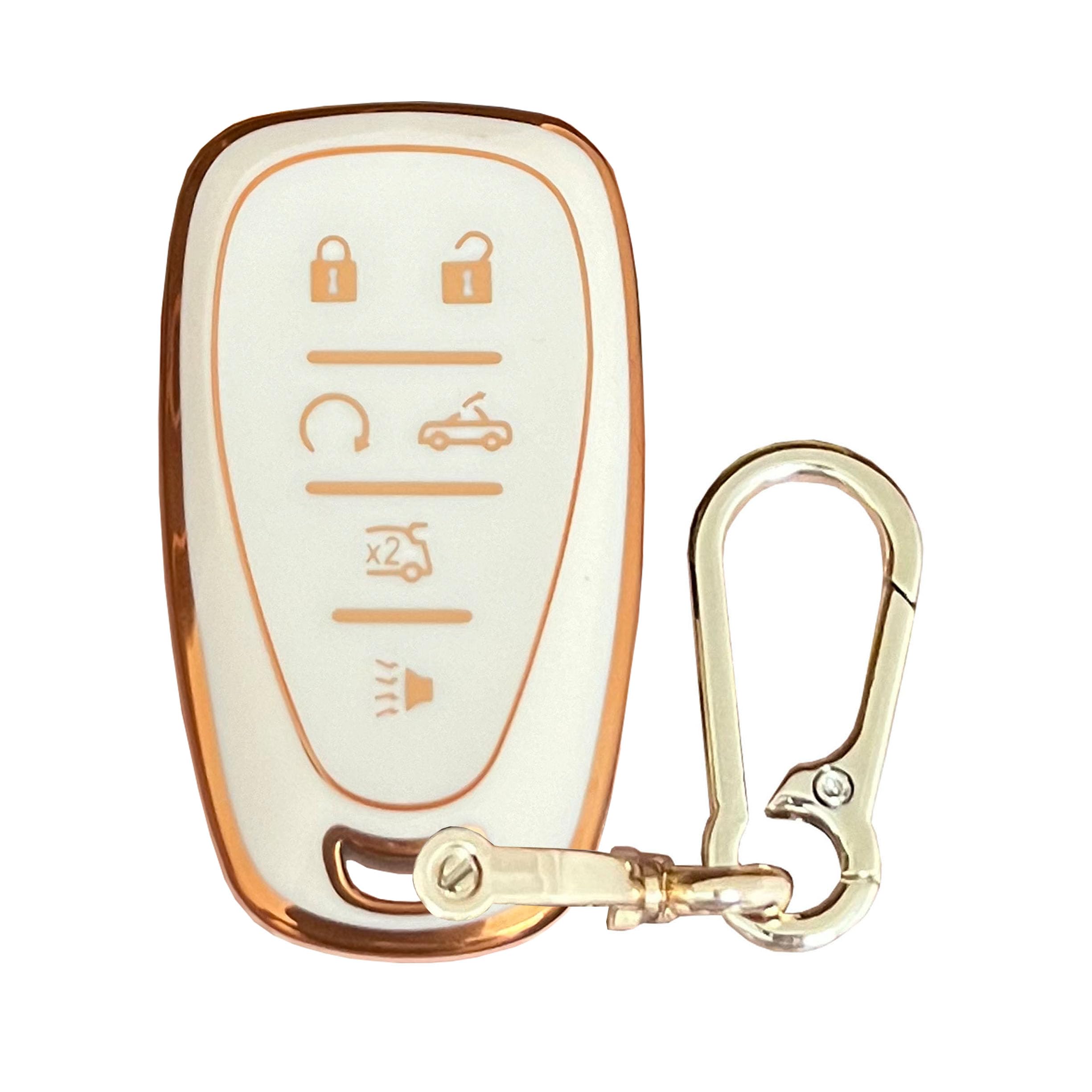 WKEDQAF Key Fob Cover Fit for Chevrolet Keyless Entry Remote Control Key Protective Cover Fit for 2016-2021 Chevy Camaro 6 Buttons Key (White)