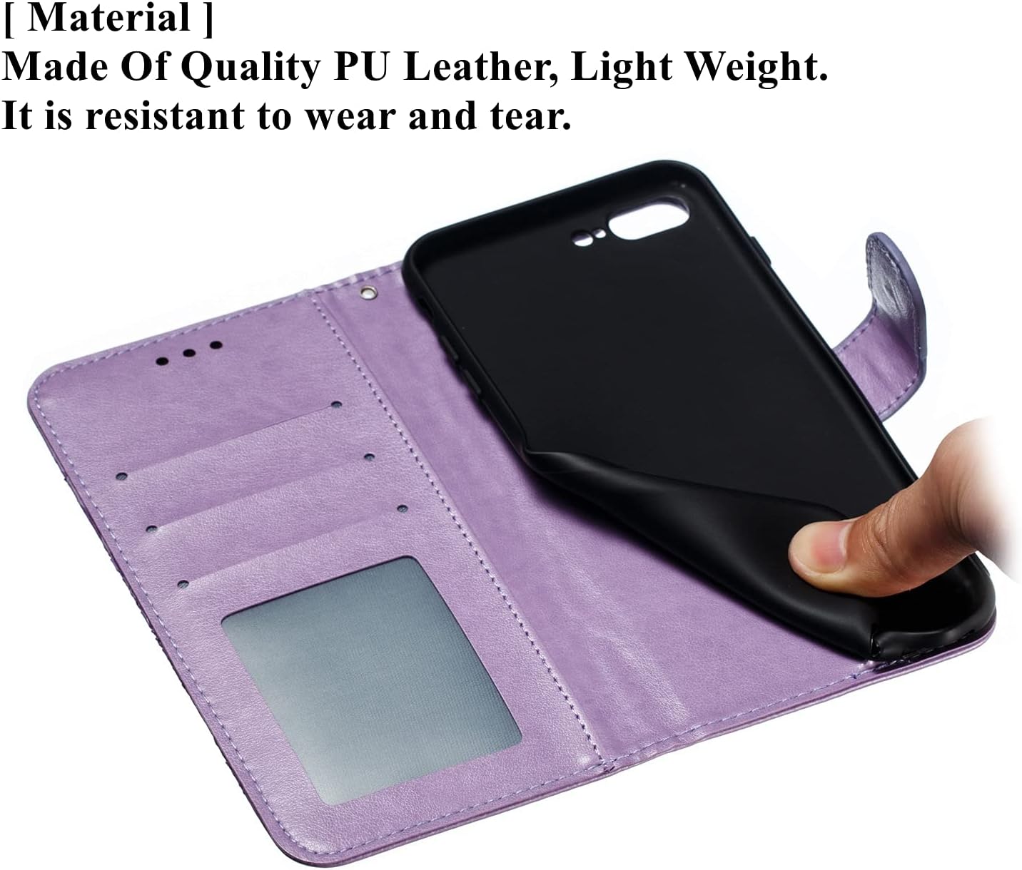 EYZUTAK Mandala Case for iPhone SE(5G) 2022 iPhone 7 iPhone 8 iPhone SE 2020, Premium Leather Flip Wallet Card Slots Magnetic Stand Ultra Slim Case with Lanyard, Embossed Flip Cover-Purple