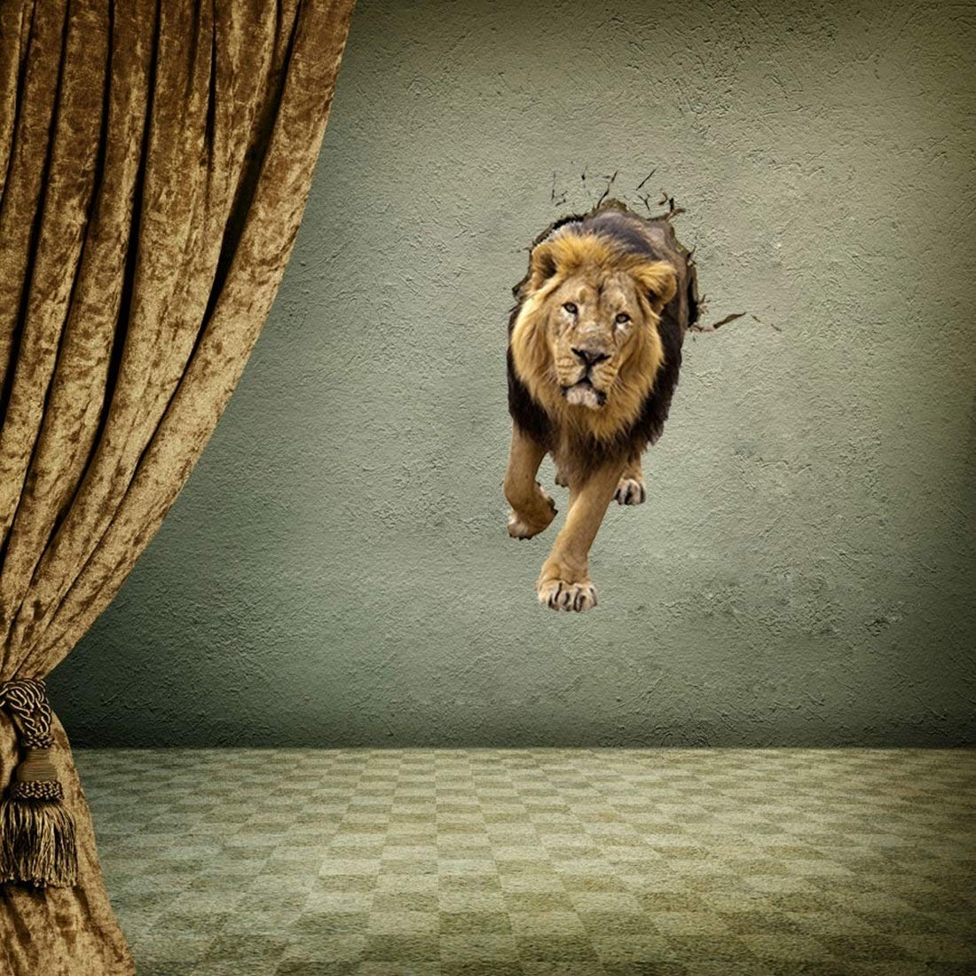 XUEMEI Wall Decor Home Decoration Creative Wall Stickers 3D Lion Removable Wall Art Stickers, Size: 90 x 58 x 0.3 cm