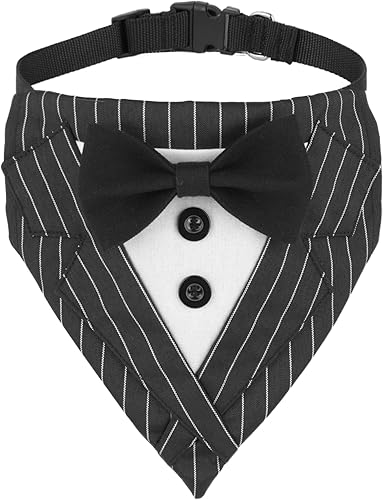 ADOGGYGO Collar de Navidad para perro con corbatín, collares de Navidad para perro de Papá Noel rojo con lazo desmontable, collares de lazo de