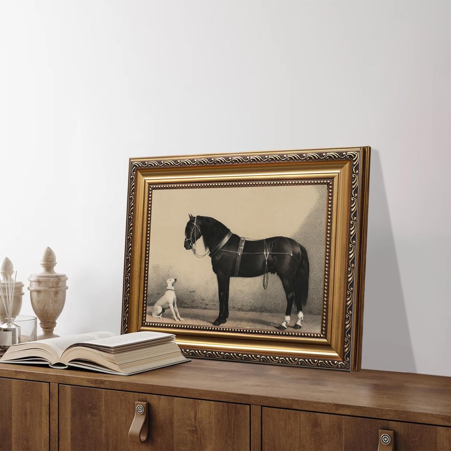 ASTRDECOR Classic Horse Wall Art Prints, Vintage Rustic Farmhouse Country Wall Decor, Vintage Western Canvas Prints, Antique Picture Frame Oil Painting for Living Room, Office, Bedroom - 9x12Inch