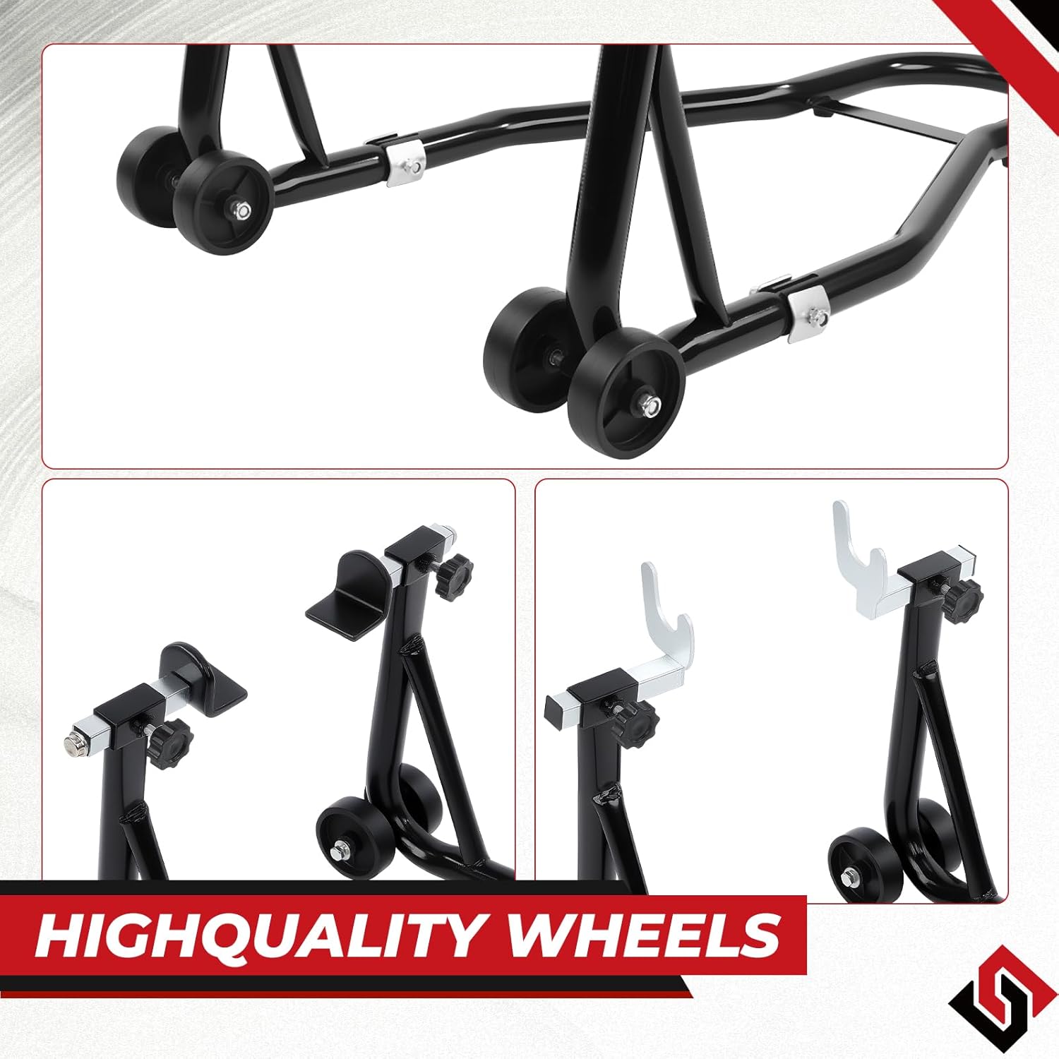 Motorcycle Rear Wheel Stand,882lbs/400kg Load Capacity Lift with U + L Fork Swingarm Spool, Heavy Duty Rear Wheel Stand Motorcycle Lift Jack Stand, fit for Suzuki Yamaha Honda Kawasaki, Black