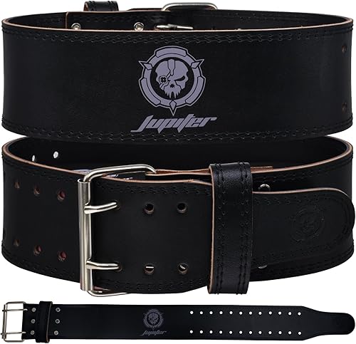 Miniatura 14 de Cinturón para levantamiento de pesas (15,2 cm de ancho) - Piel auténtica, ofrece soporte para la espalda. Hebilla de doble punta, ideal para Blanco