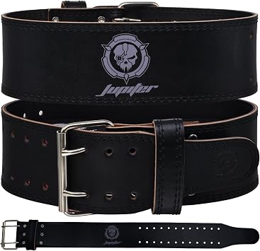 Weight lifting Belt 6mm Thick - Genuine leather, offering back support. Double-pronged buckle, ideal for weightlifting, powerlifting, squats and deadlifts